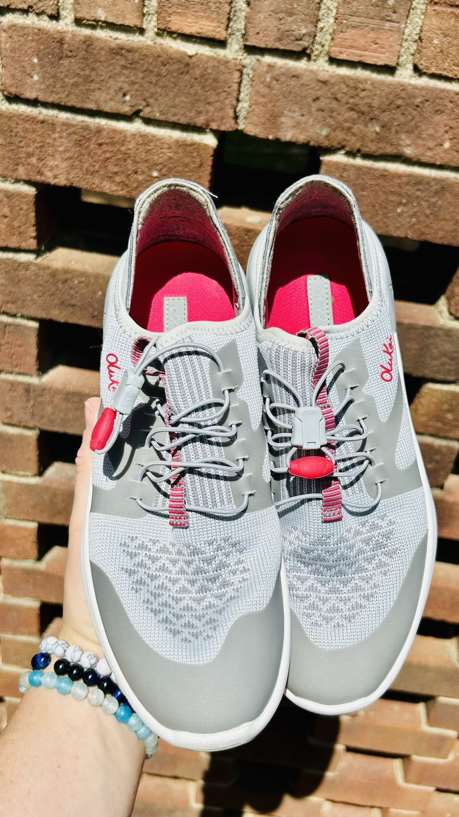 Olukai Women's Miki Trainer Athletic Casual Shoe Pale Grey/Poi Size 7M