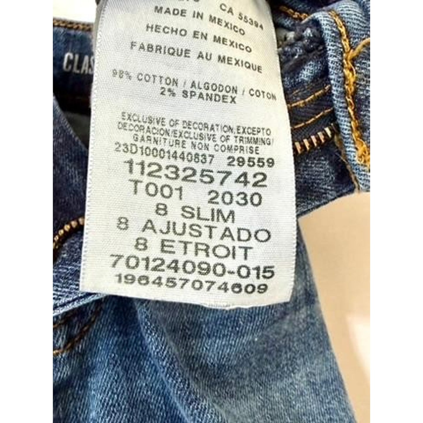 Wrangler Boys Jeans Size 8 Slim Classic Straight Leg Blue Denim Stretch Pants