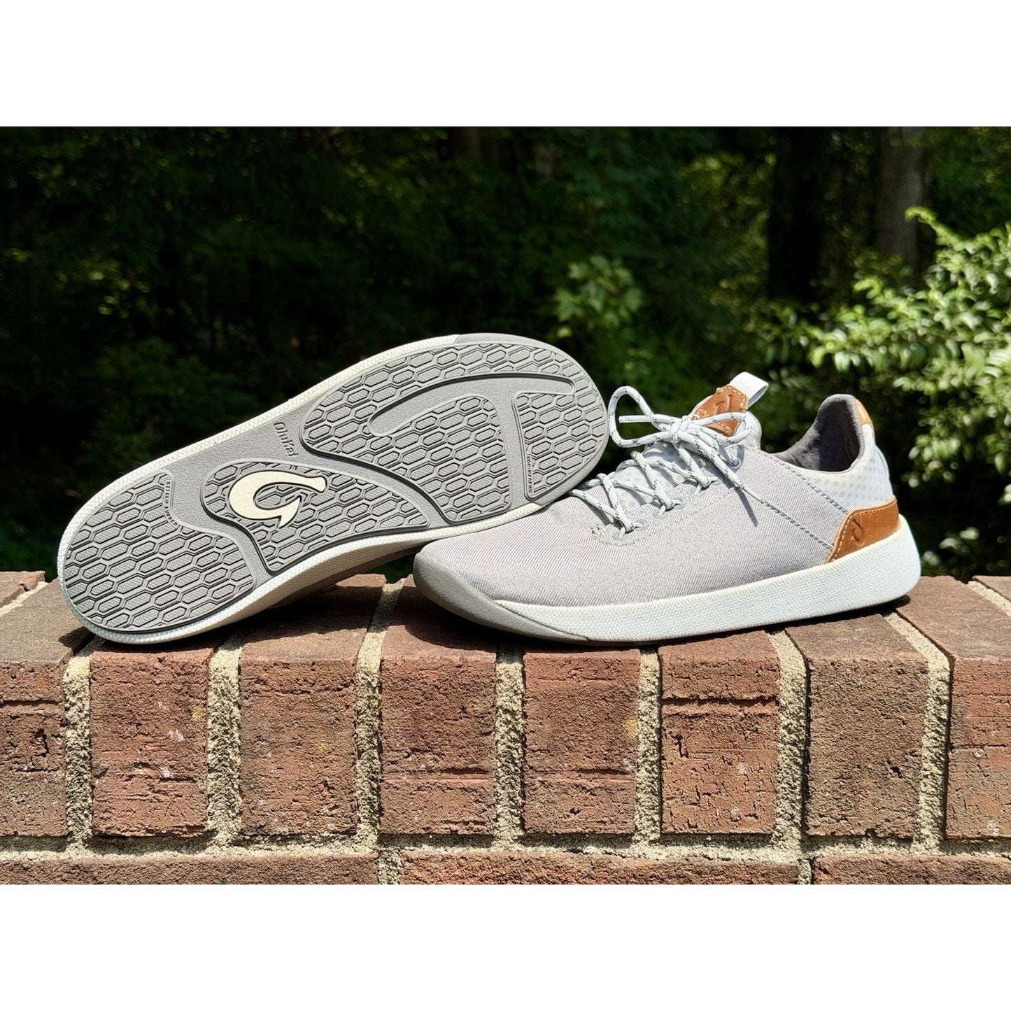 Olukai Nanea Li Men 8.5 Gray Canvas Comfort Lace Up Sneakers lightweight Summer