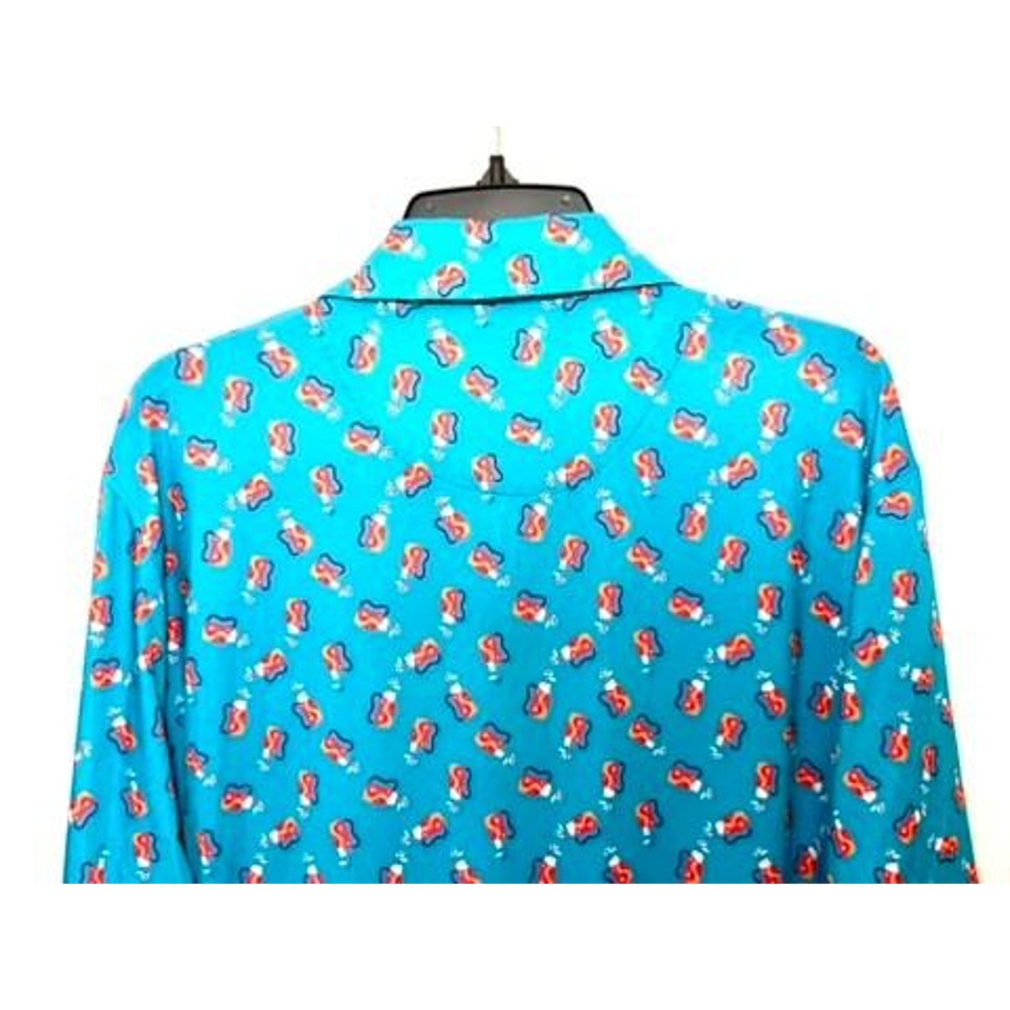 Proud 90 Golf Polo Shirt Mens Large Blue Golf Bag Print Performance Stretch
