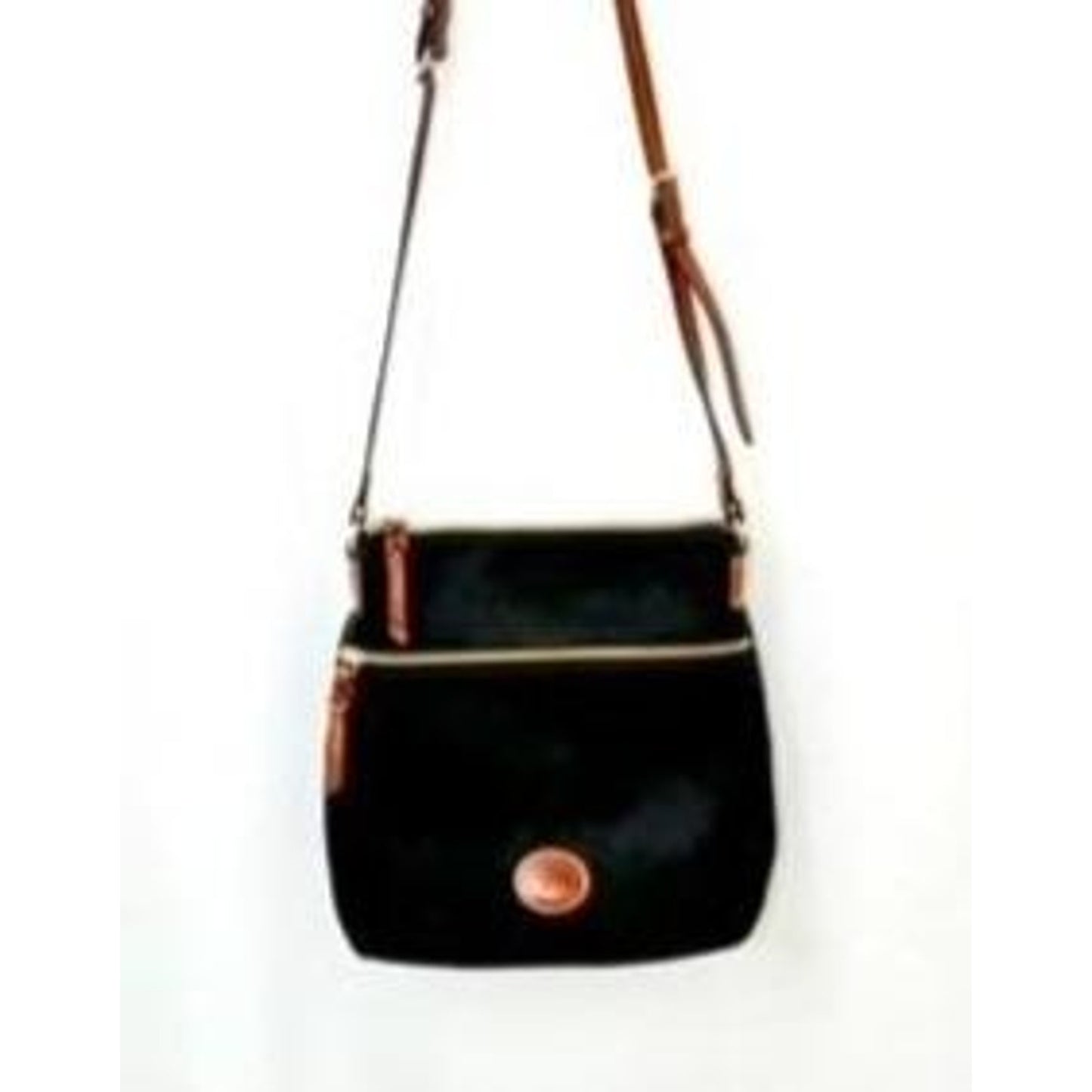 Dooney and Bourke Black Nylon Crossbody Bag Leather Trim Red Lining