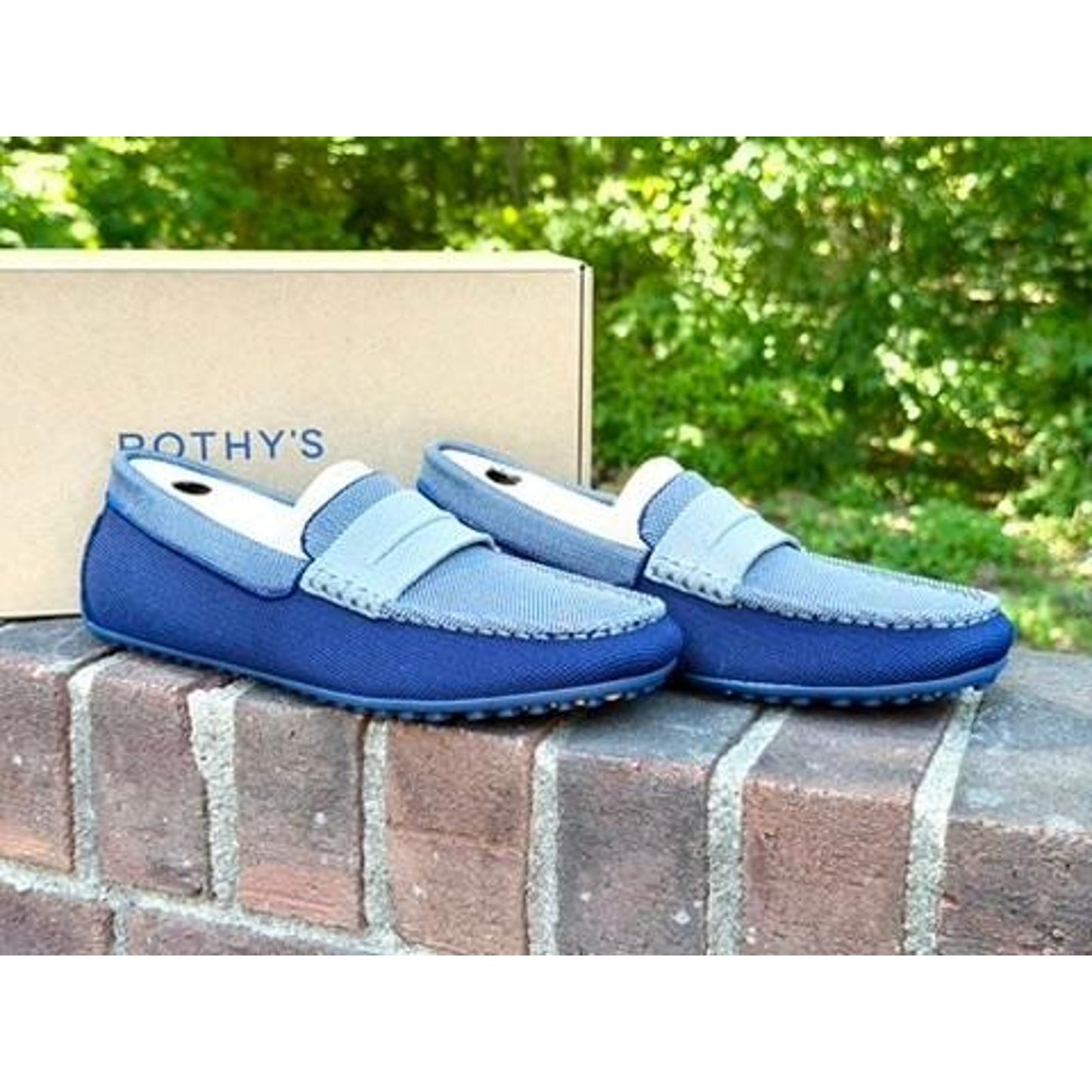 Rothys The Driving Loafer Amalfi Blue Slip On Shoes Mens Size 7.5 NIB
