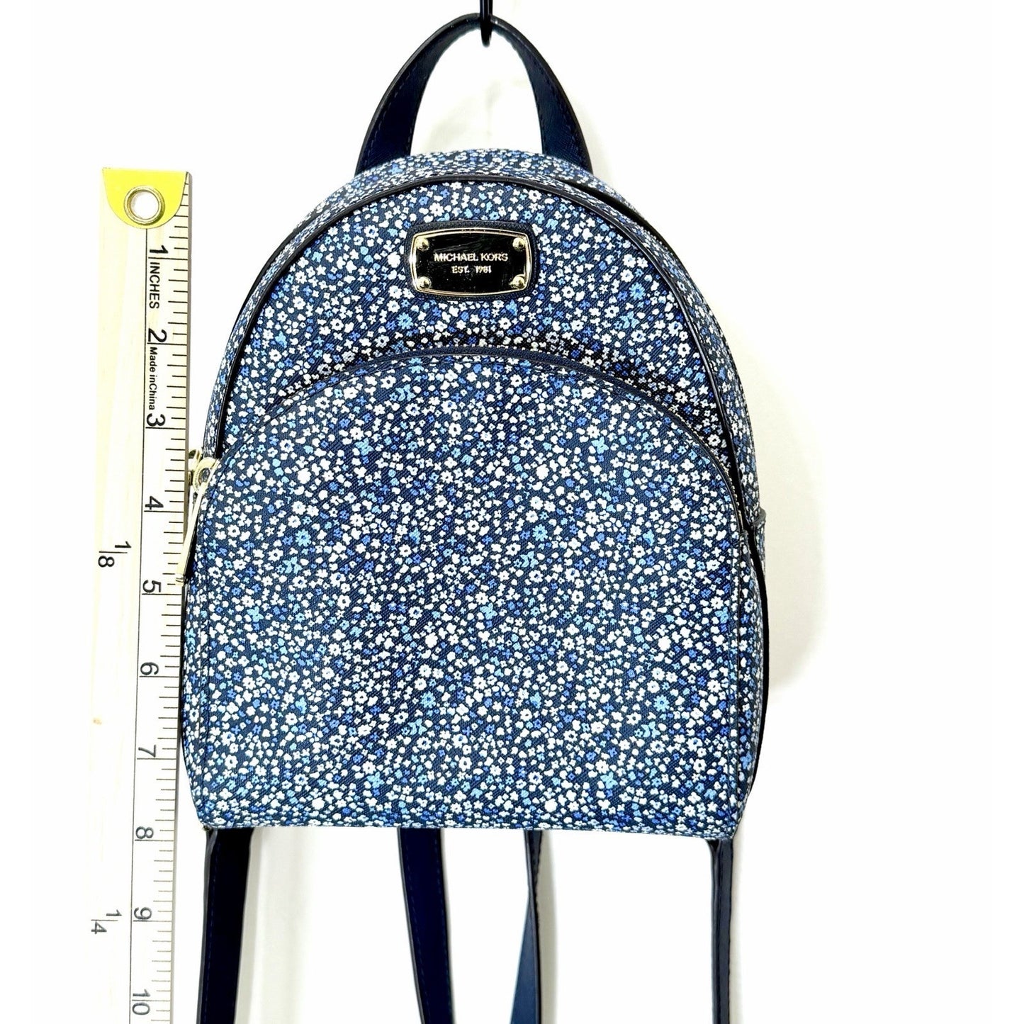 Michael Kors Abbey Mini Backpack In Navy Blue Floral Pattern NWOT / New W/ COA