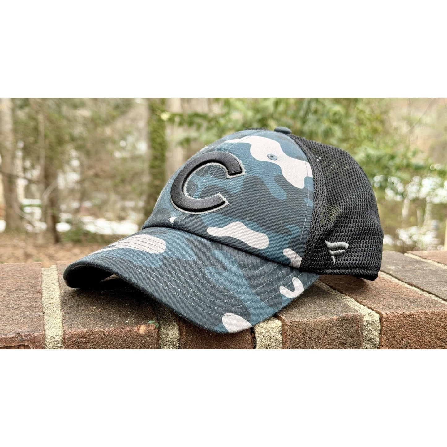 Chicago Cubs Fanatics Brand Camo Trucker Adjustable Hat Coordinates Patch