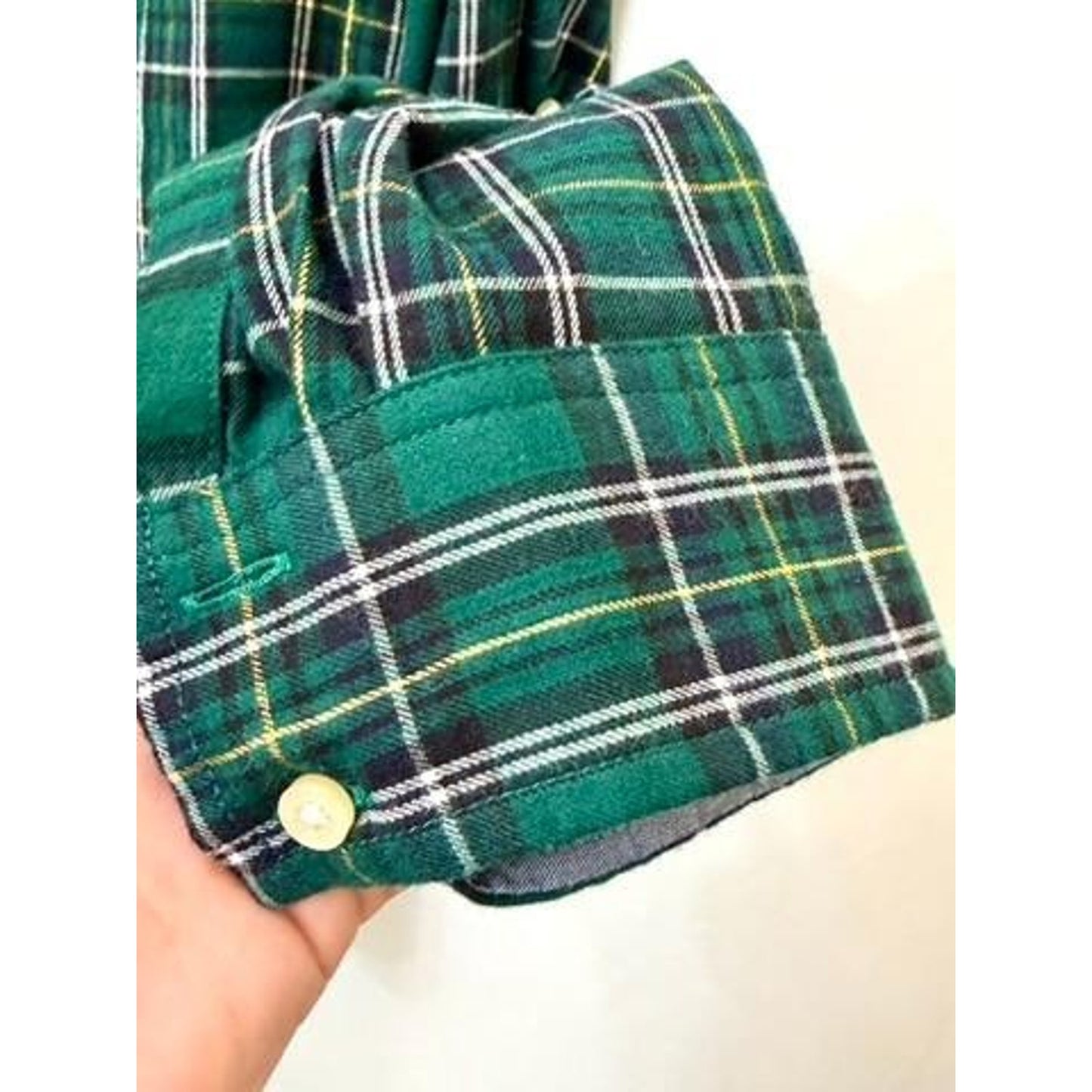 Tommy Hilfiger Plaid Button Up Shirt Womens Large Green Lurex Metallic NWT