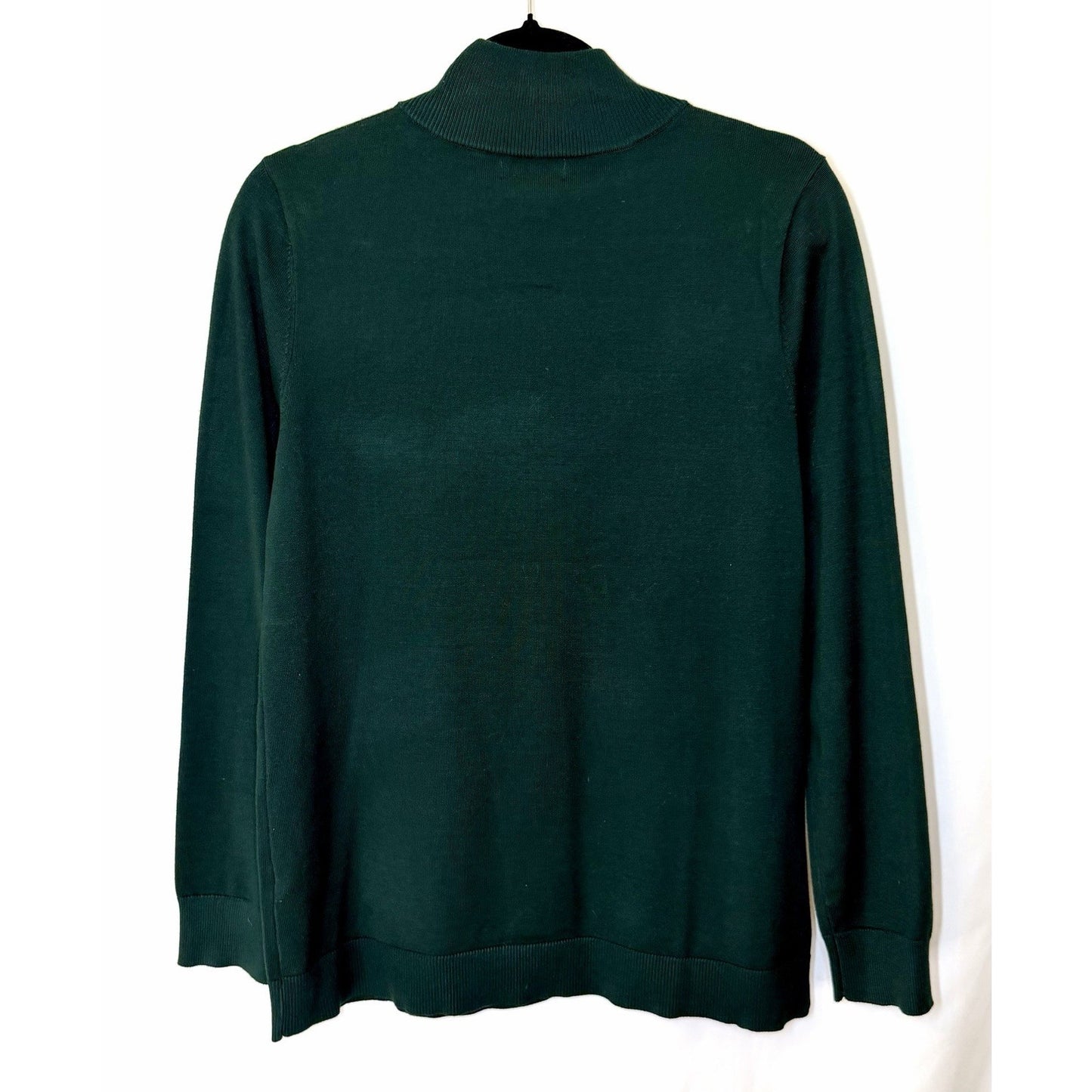 Calvin Klein Womens Turtleneck Dark Green Sweater Long sleeve M Gold Buttons