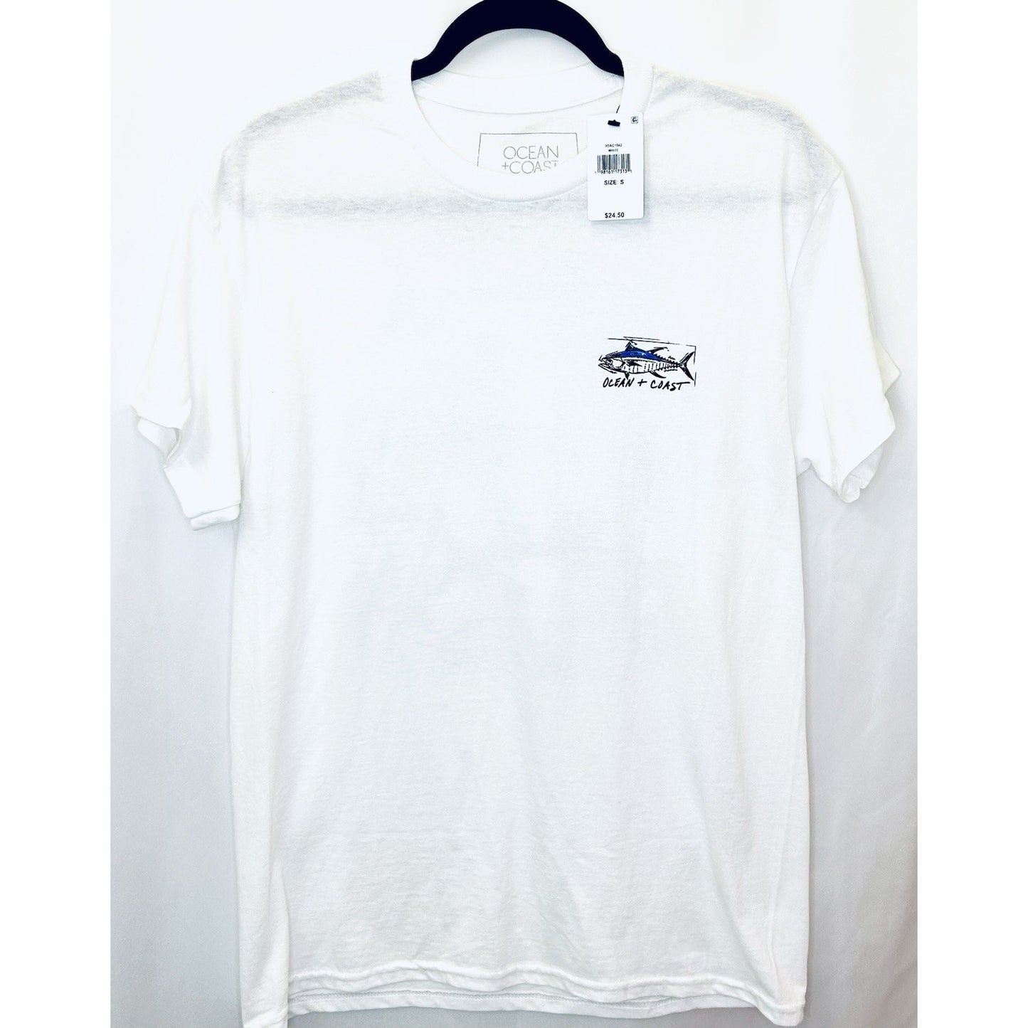NWT Ocean Coast White Fish Graphic Short Sleeve Shirt - Men’s Small