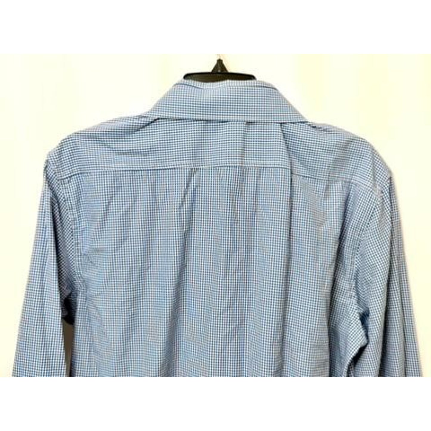 Steel & Jelly Mens Shirt 16.5 Blue White Gingham Check Long Sleeve Button Up