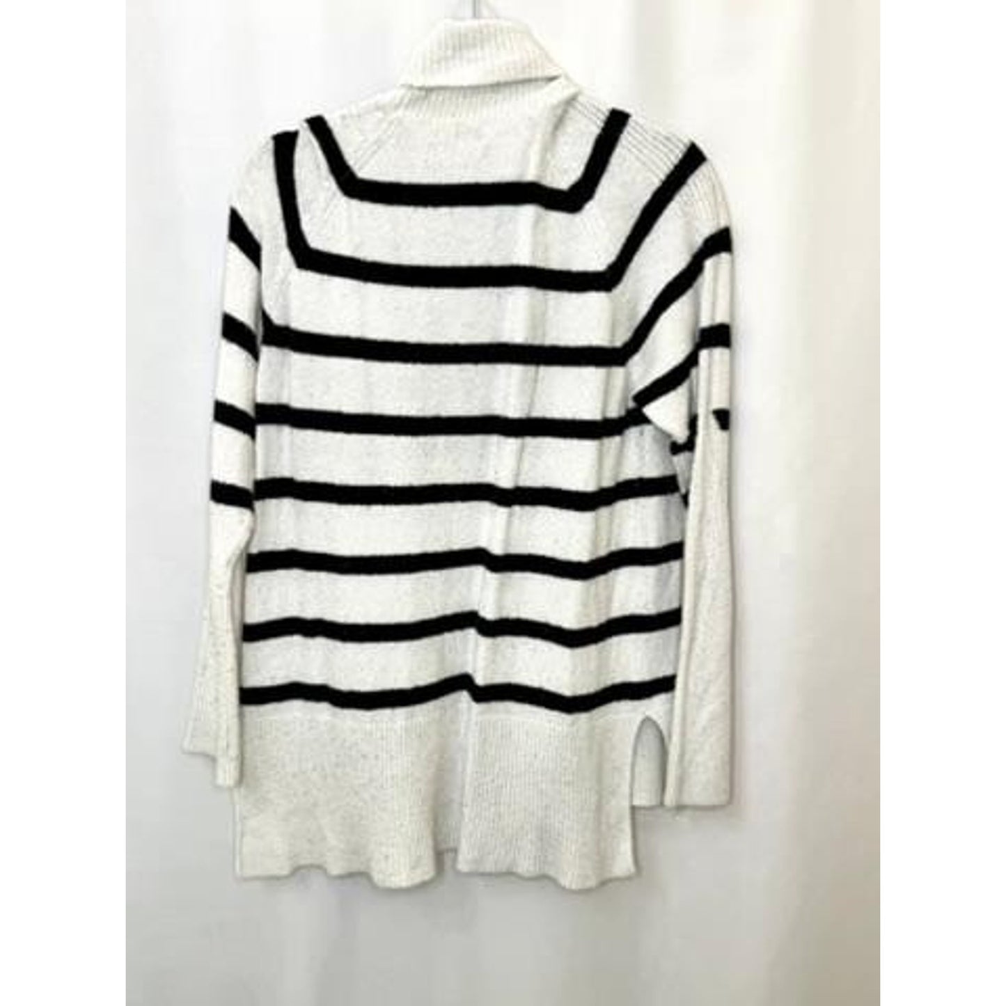 A New Day Striped Turtleneck Sweater Womens Medium White Black Knit Pullover