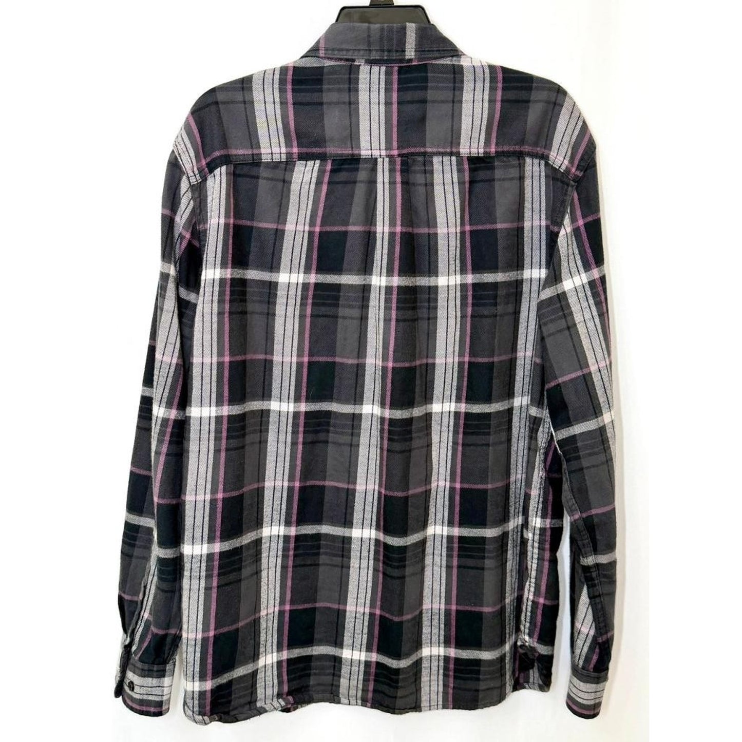 The North Face Flannel Shirt Mens Large Gray Pink Plaid Cotton Long Sleeve