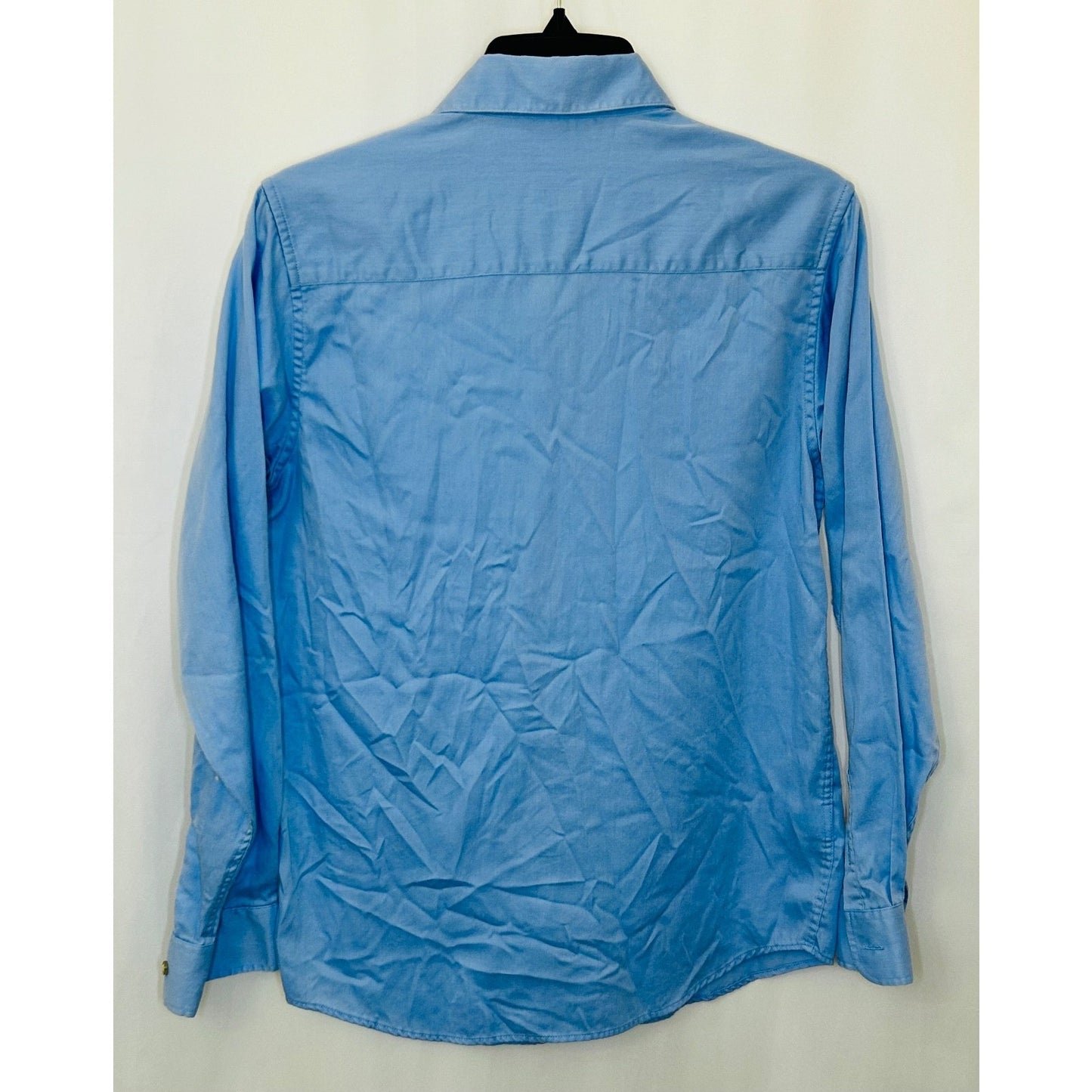 Calvin Klein Boys' Sateen Long Sleeve Slim Fit Dress Shirt Blue Size 16