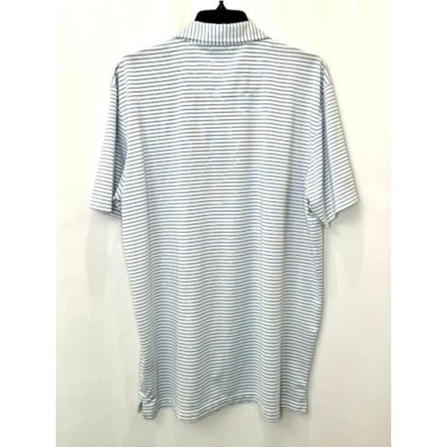 Donald Ross Sport Mens Large Blue White Striped Golf Polo Shirt Short Sleeve