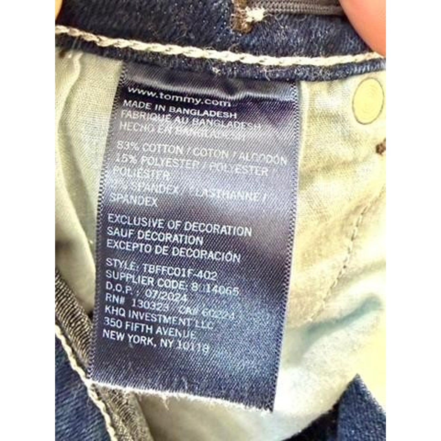 Tommy Hilfiger Boys Stretch Slim Fit Jeans Size 8 Blue Denim Adjustable Waist