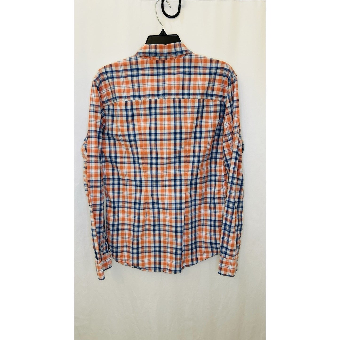 Columbia Plaid Button Up Shirt Long Sleeve Outdoor Casual Blue/Orange Mens Small