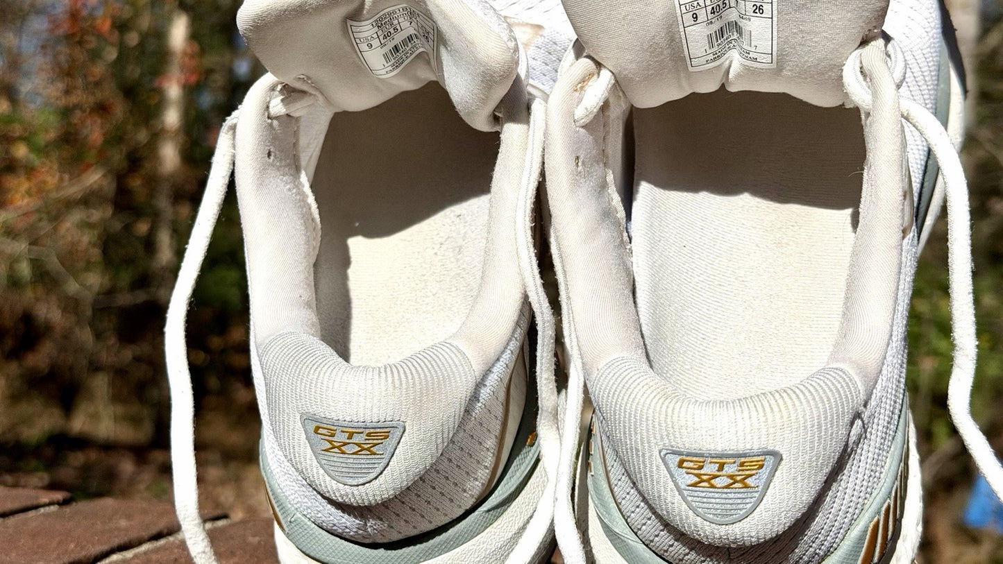 Brooks Womens Adrenaline GTS 20 Running Shoe Size 9 B Gray Gold Sneaker Trainer