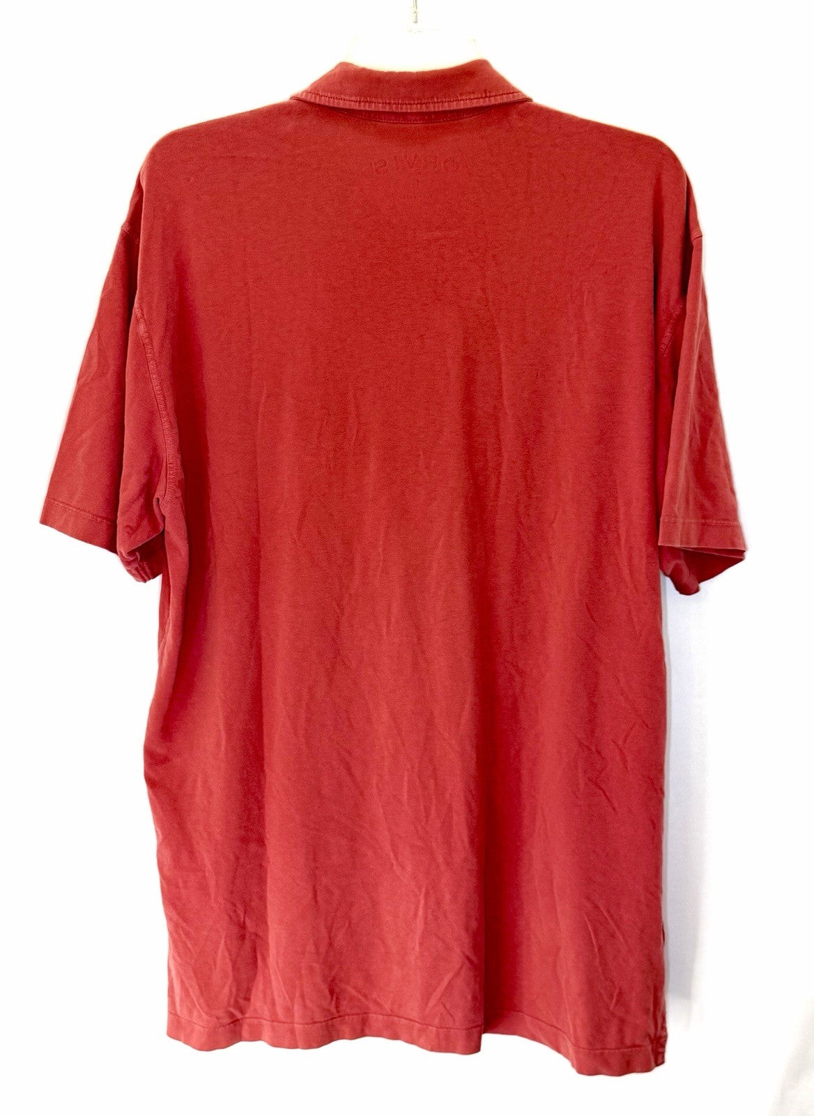 Orvis Vintage Mens Large Polo Shirt Red Short Sleeve 100% heavy cotton