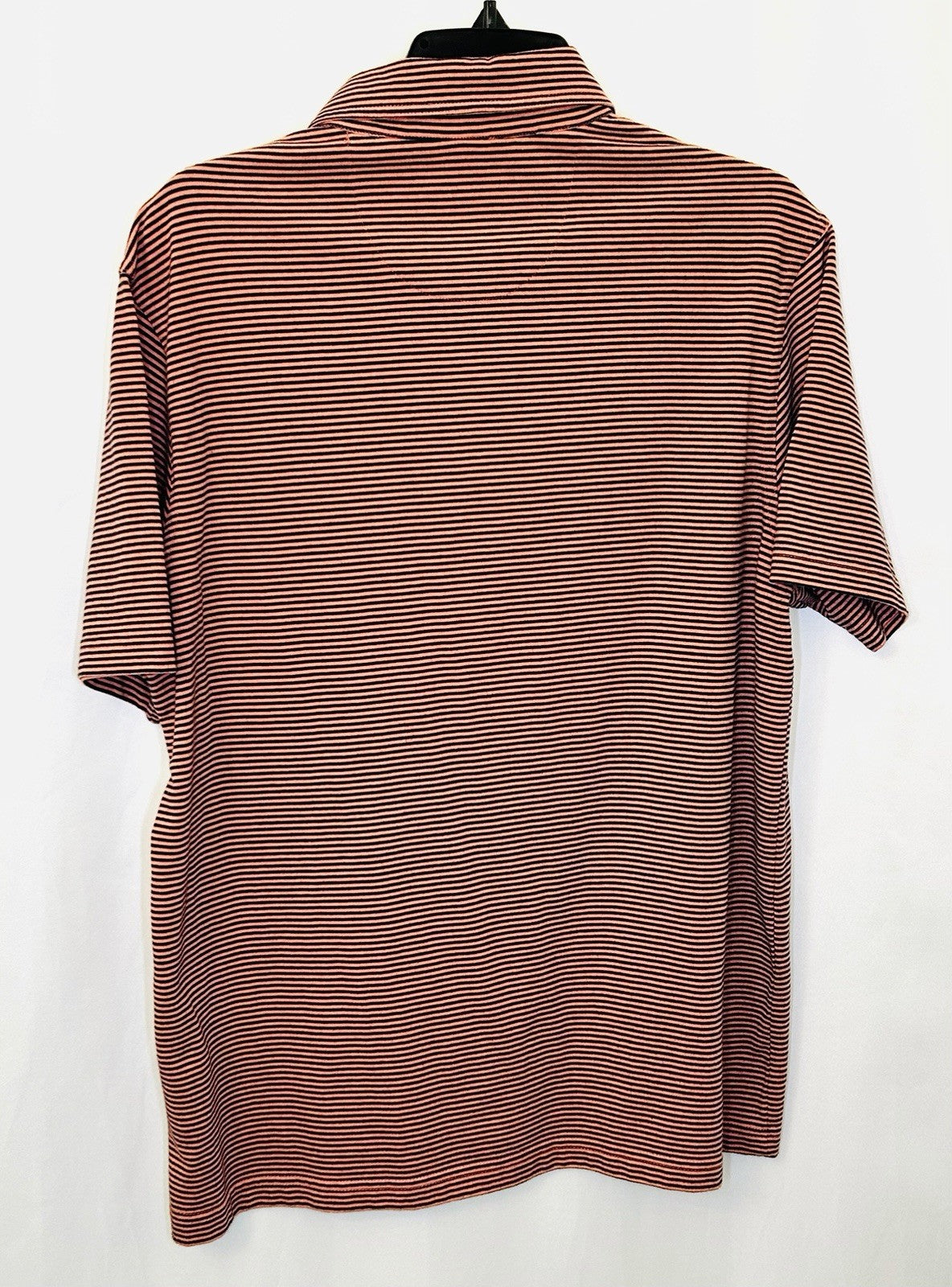 Charleston Threads Golf Polo Shirt-Men's Large- Navy & Orange Striped Activewear