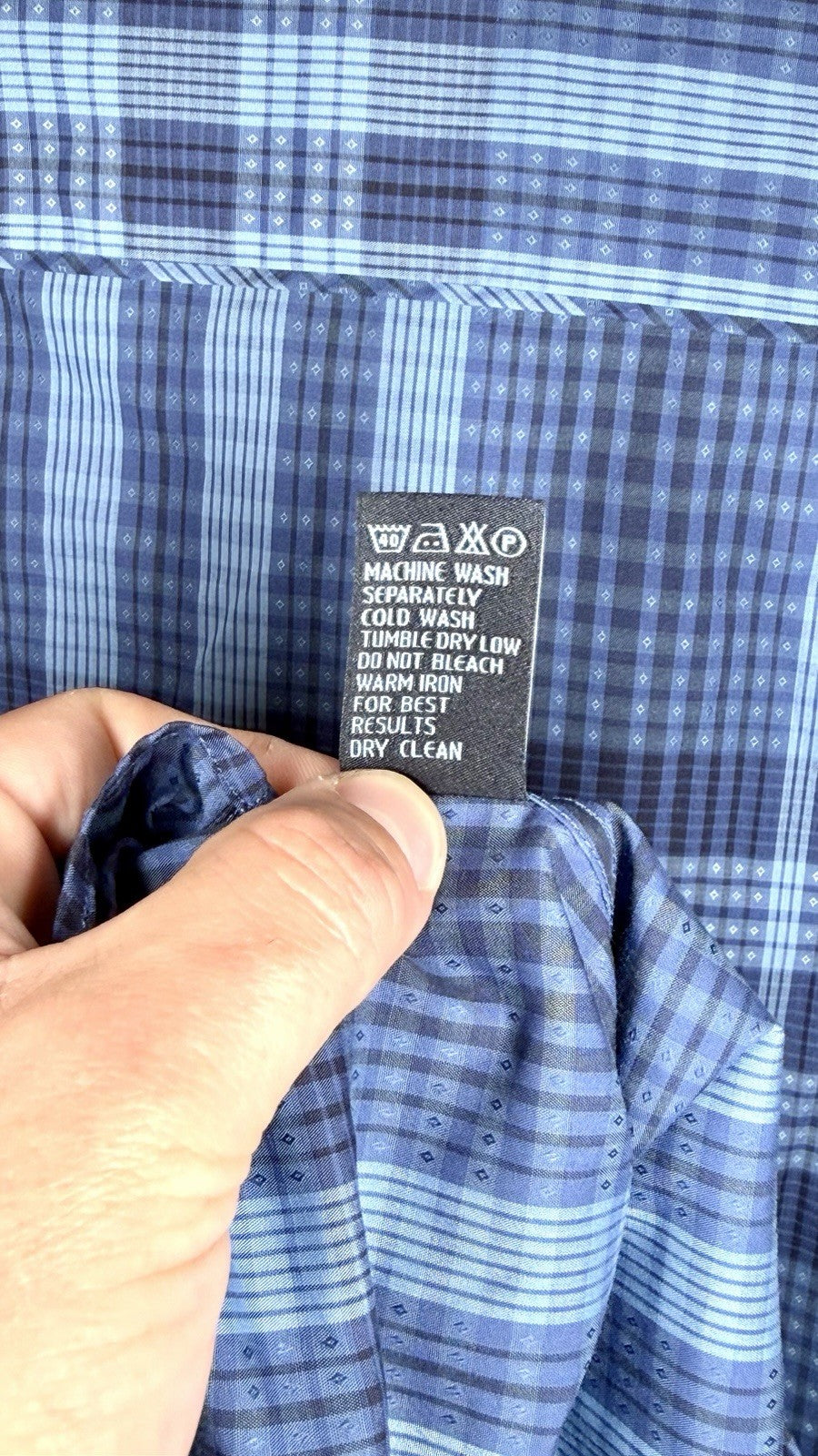 7 Diamonds Shirt Mens XL Blue Plaid Print Well Sewn Button Up Long Sleeve