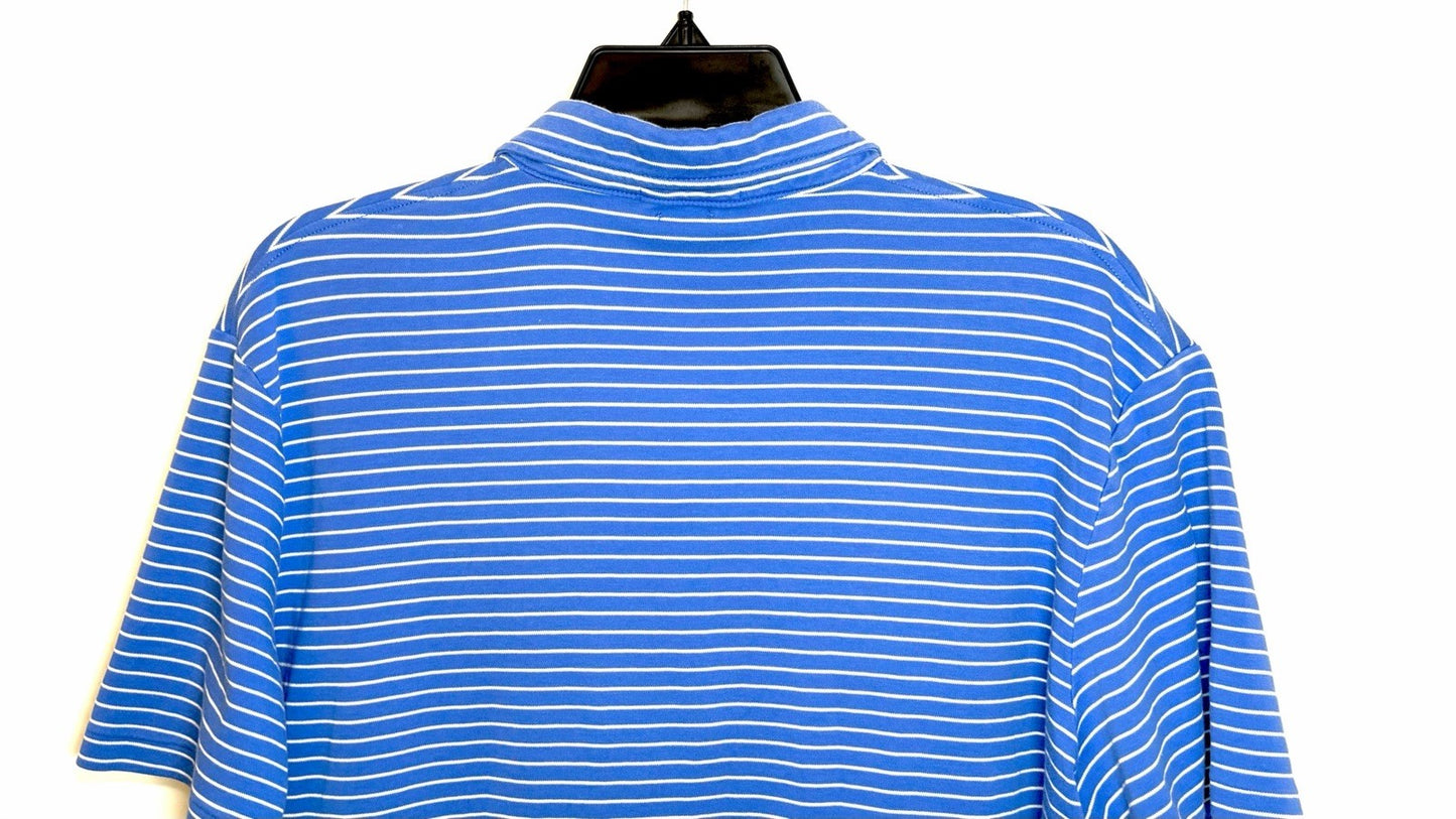 POLO RALPH LAUREN MEN’S BLUE STRIPED SHORT SLEEVE POLO SHIRT SIZE LARGE