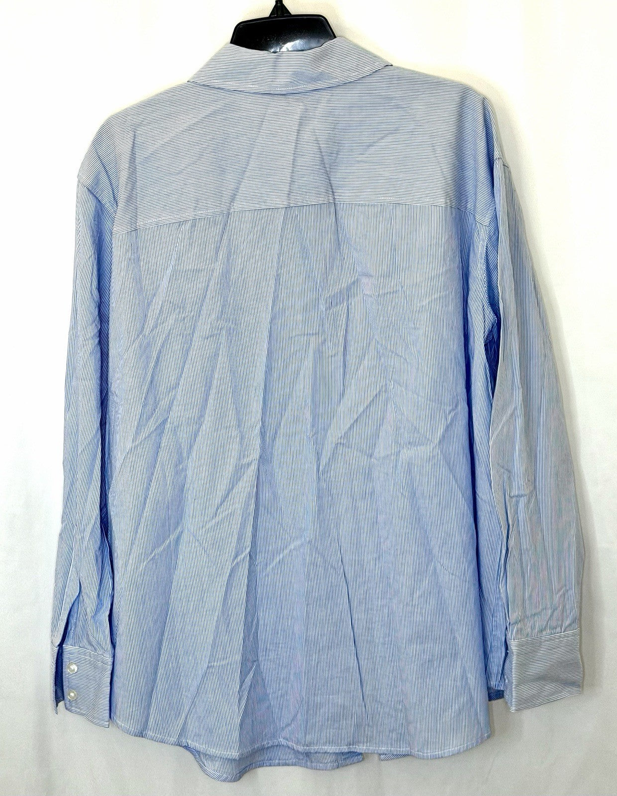 NWT Calvin Klein long sleeve cotton dress shirt button up light blue check LARGE