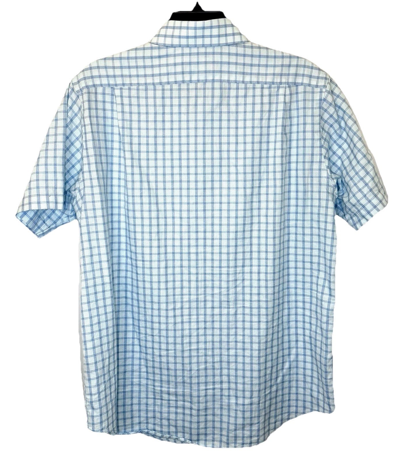 HART SCHAFFNER MARX Shirt size M white blue plaid Button up short sleeve