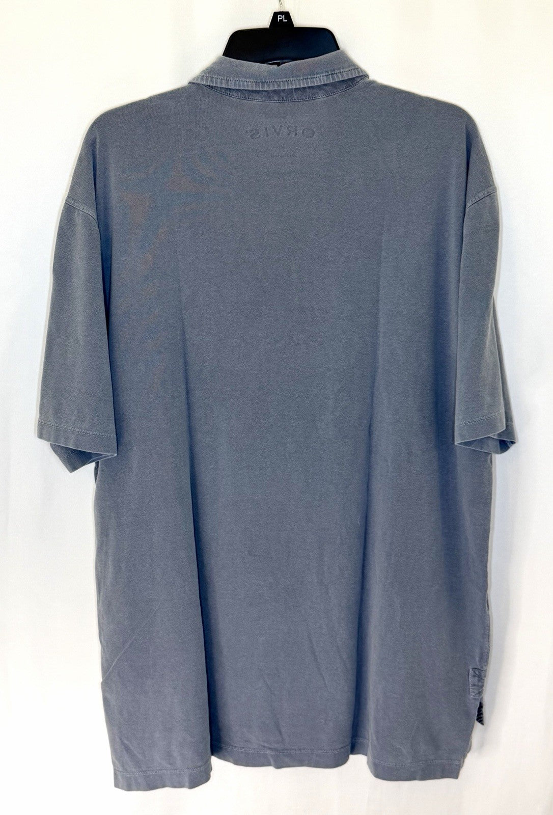 Orvis Vintage Mens Large Polo Shirt Grey Short Sleeve 100% heavy cotton