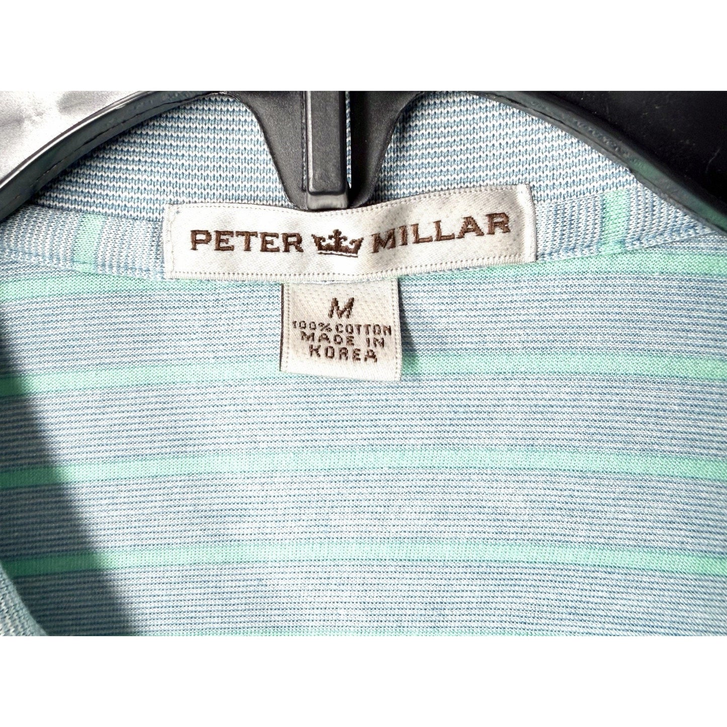 Peter Millar Performance Polo Mens Medium M Striped Blue Short Sleeve Excellent