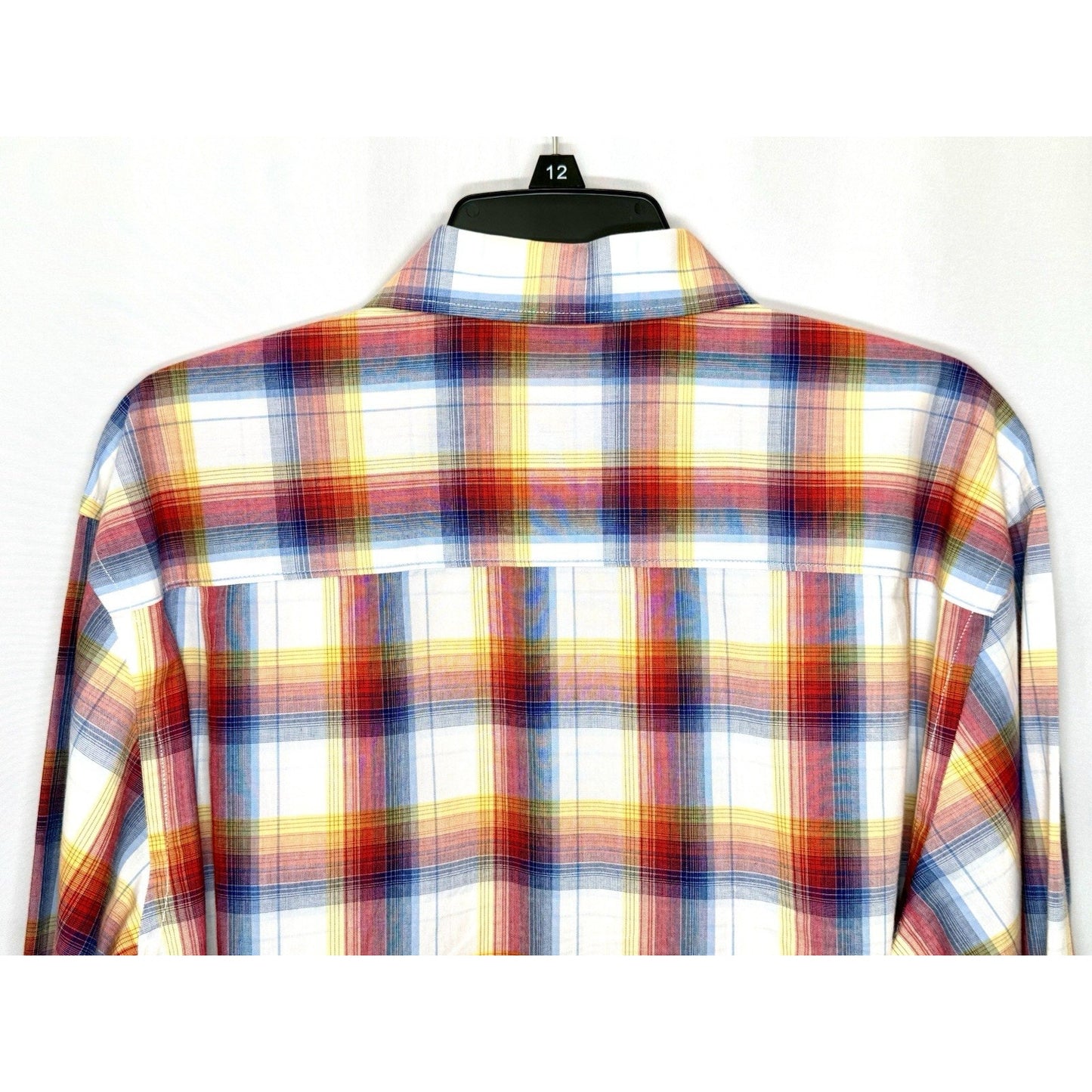 Alan Flusser Mens Shirt Medium M Rainbow Plaid Cotton Long Sleeve Button Down