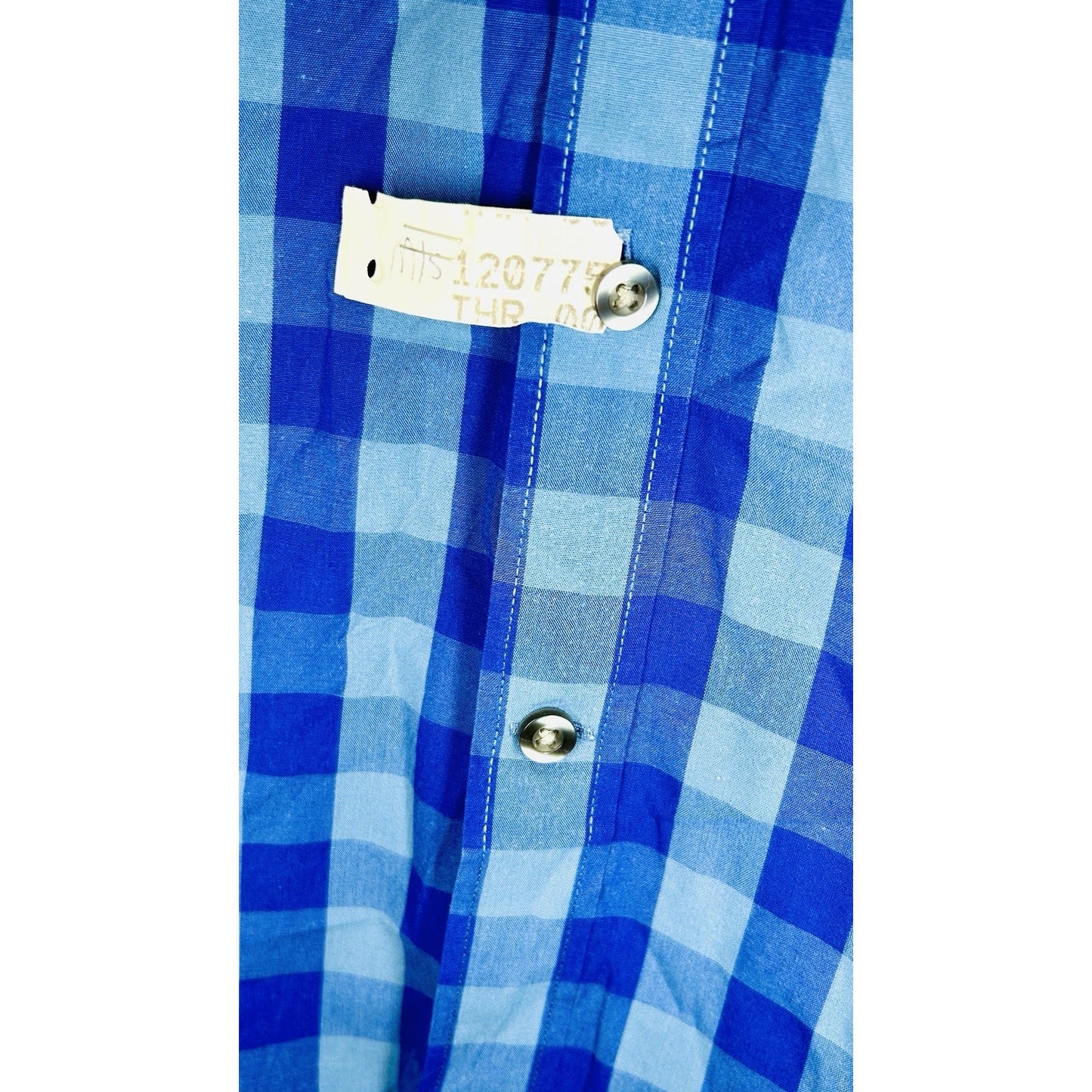 Goodthreads Mens Button Up Shirt Large Blue Checkered Slim Fit Casual Cotton