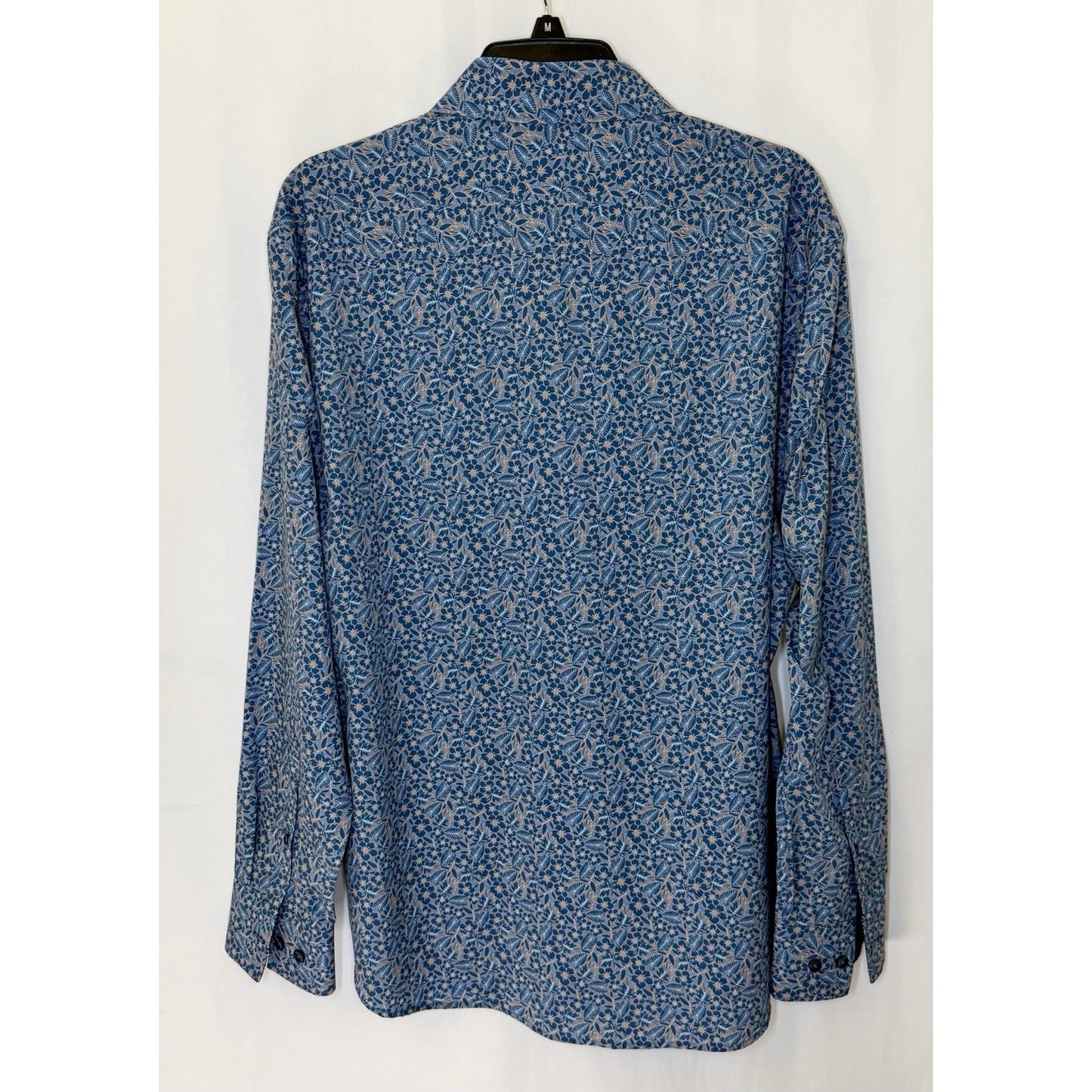 CON.STRUCT 4-Way Stretch Blue Floral Slim Fit Moisture Wicking Button Shirt LG
