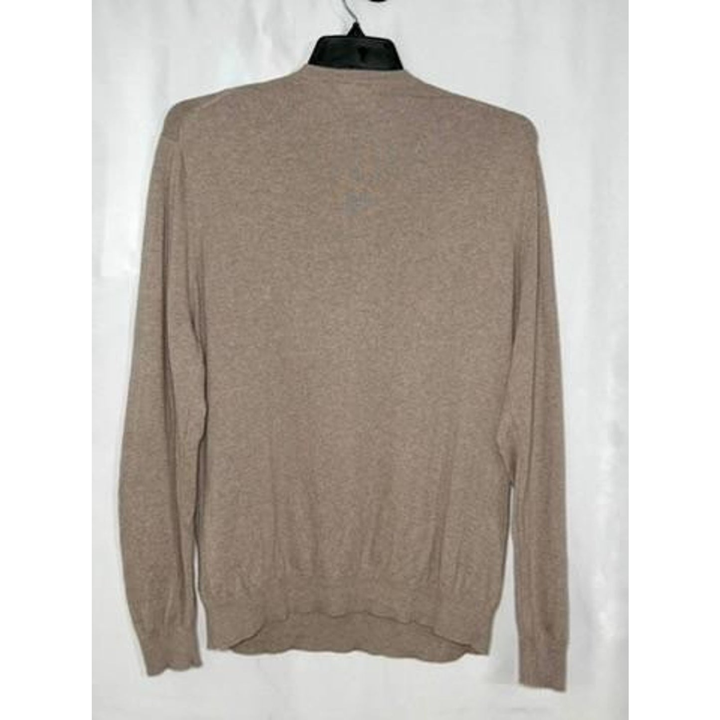 Alan Flusser Sweater Mens Large Beige V-Neck Cotton Blend Knit Pullover