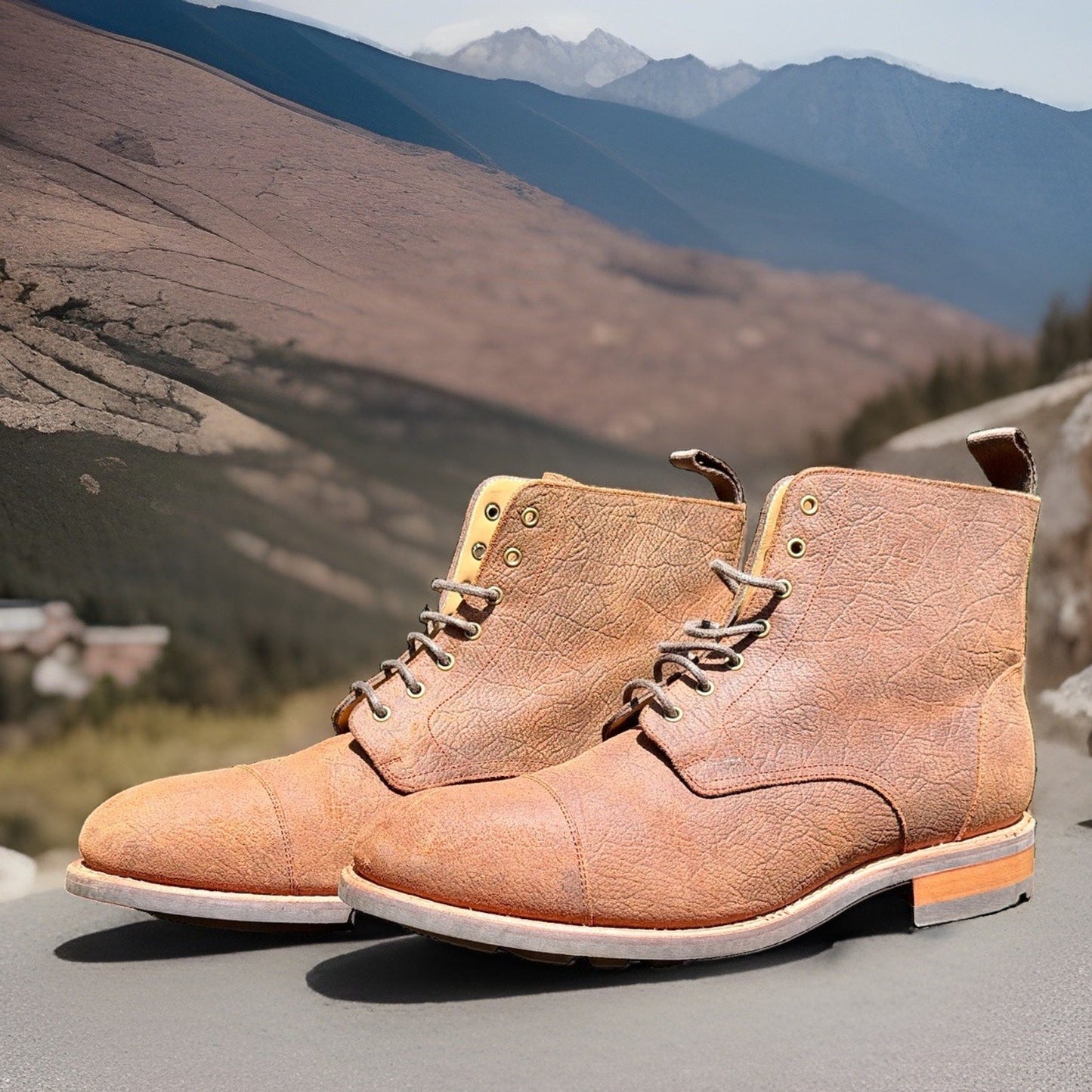 TAFT The Dragon Men Boots Size 10 Rust Brown Textured Leather Cap Toe NIB 952029