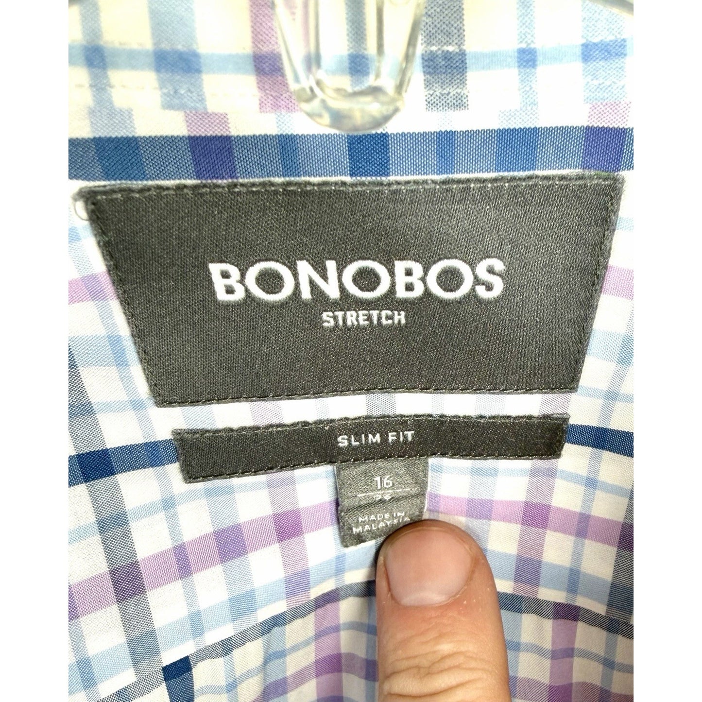 Bonobos Mens Slim Fit Spandex Nylon Blend Long Sleeve Button Down Size Large