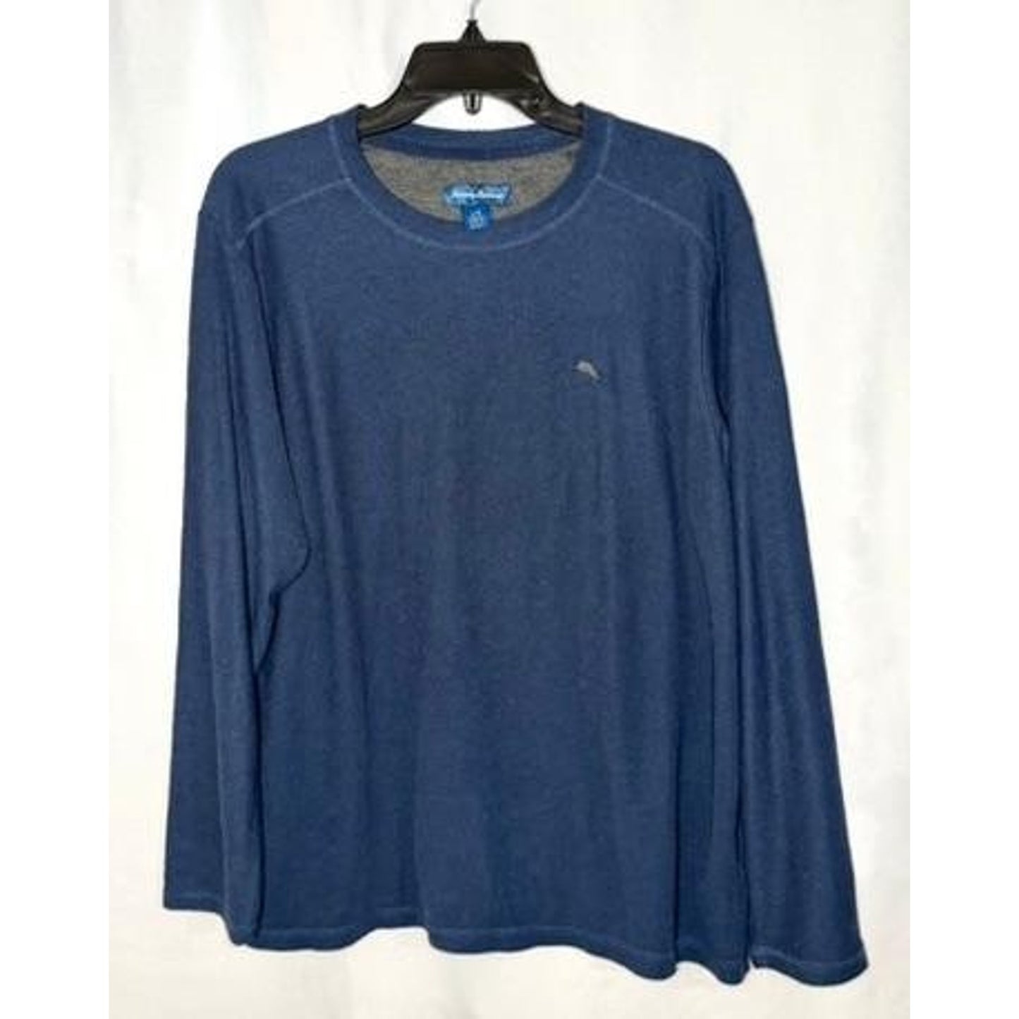 Tommy Bahama Long Sleeve Shirt Mens Large Blue Waffle Knit Pullover