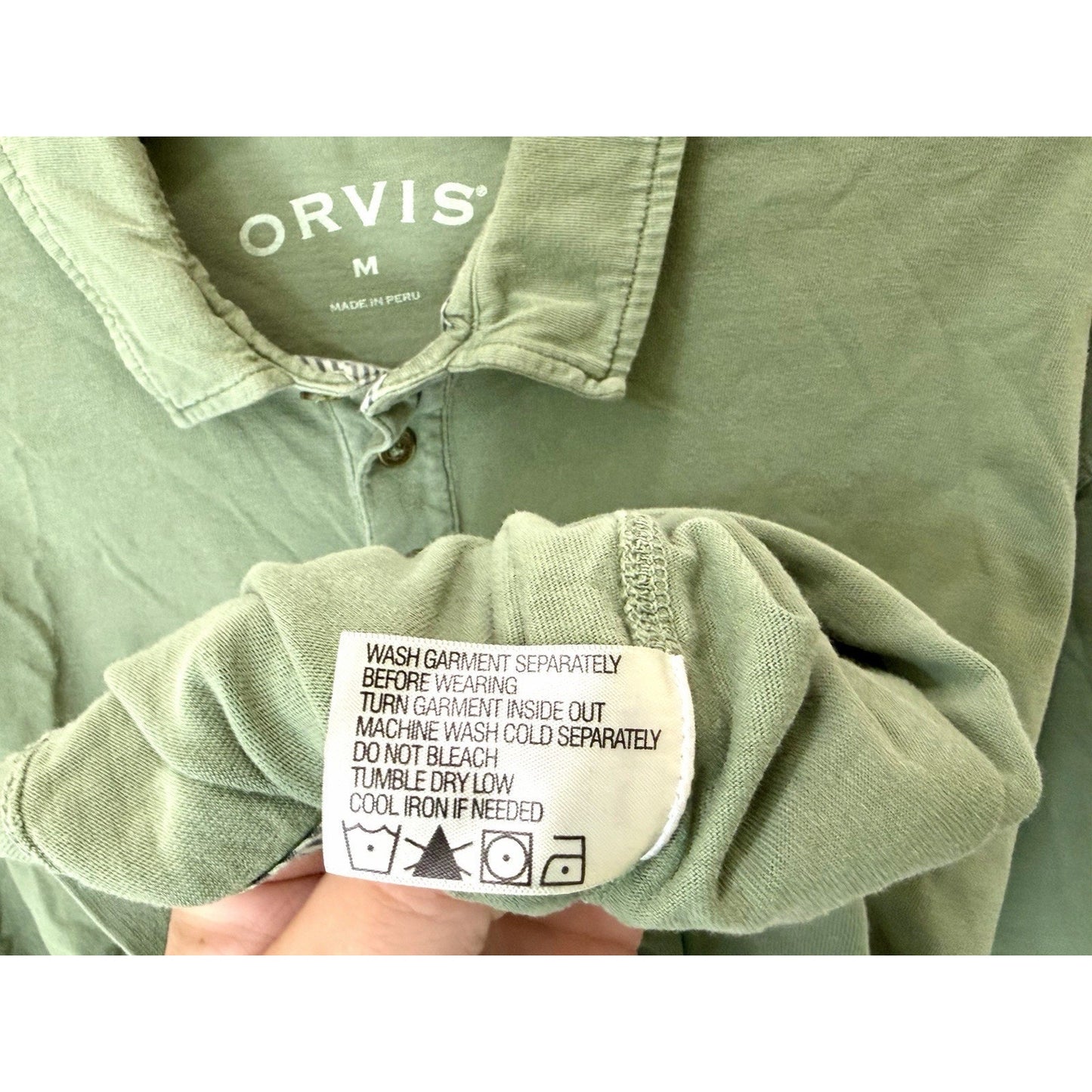 ORVIS Signature Polo Shirt Mens M Green Snook Fish Embroidered Pima Cotton EC