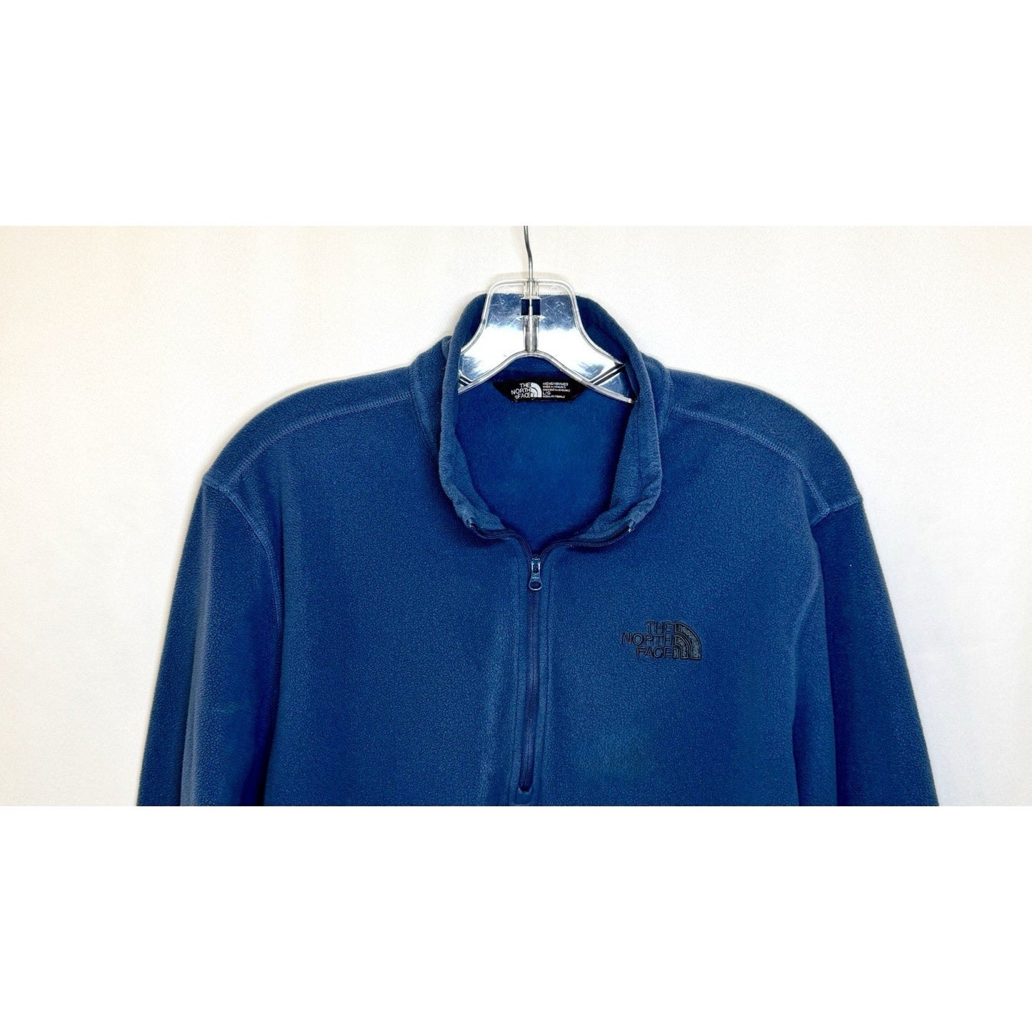 The North Face Men's Large Fleece Blue Long Sleeve Pullover Half Zip