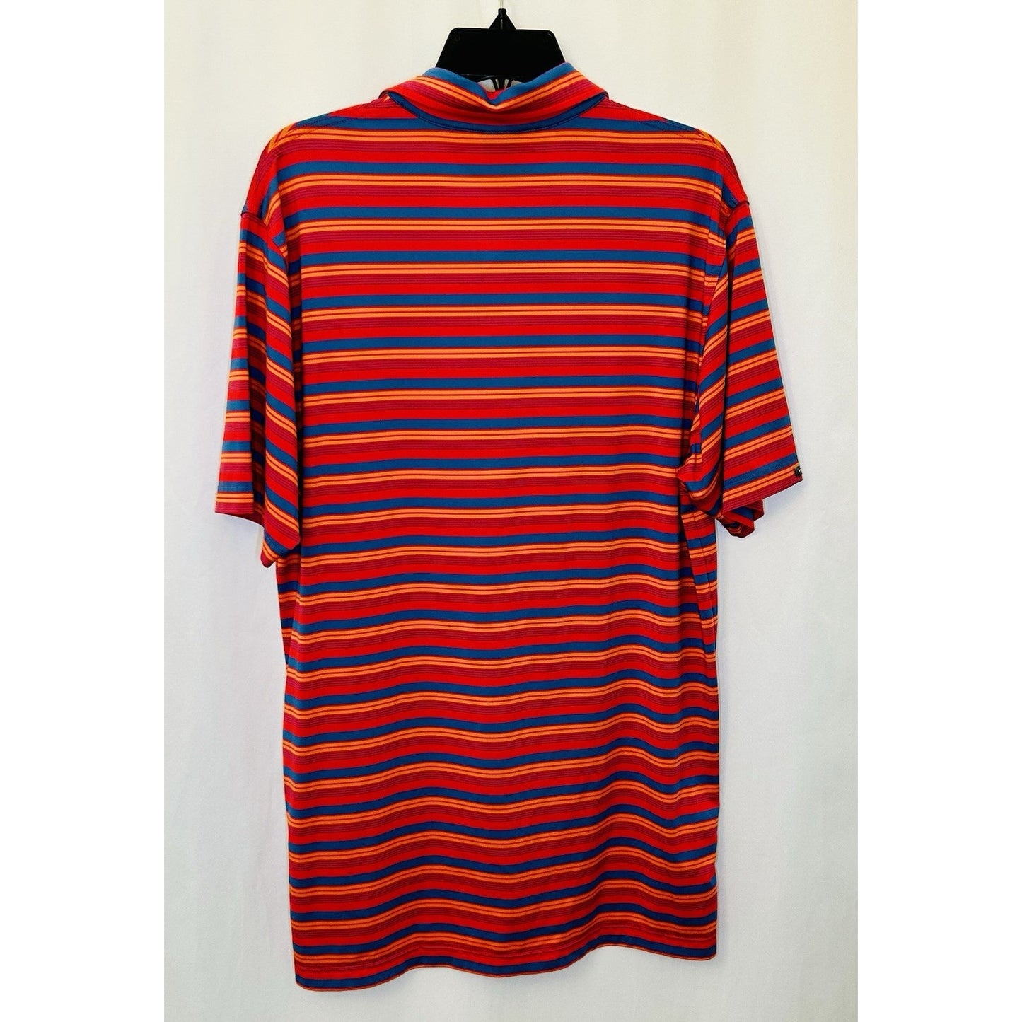 DUNNING Mens Short Sleeve Blue Red Orange Striped Polo Golf Shirt SZ Medium