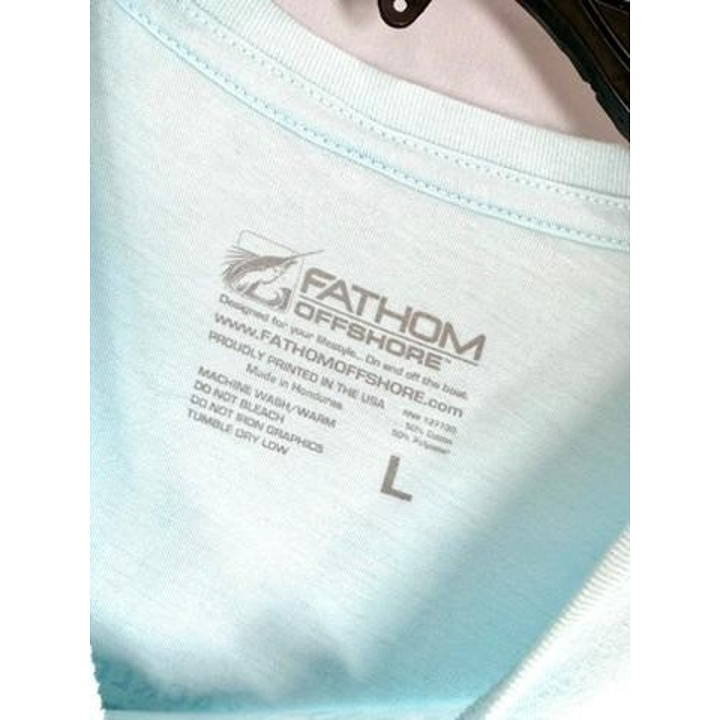 Fathom Offshore Marlin Fishing T-Shirt Mens Large Light Blue Short Sleeve Tee