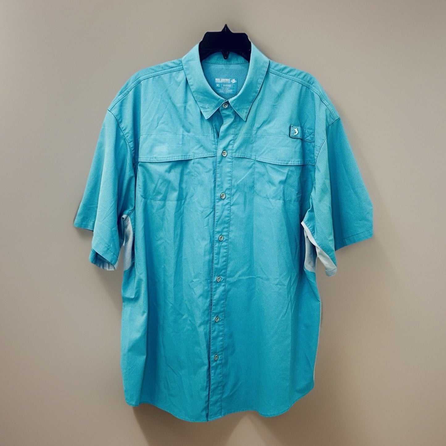 Reel Legends Mariner Shirt Men’s XL / Turquoise / Vented Short Sleeve / Fishing