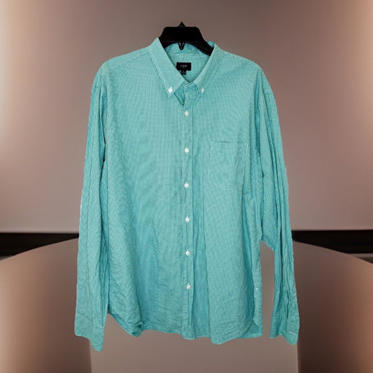 J.Crew Shirt Men's Sz XL Green Purple Gingham 120's 2 Ply Long Sleeve Button Up