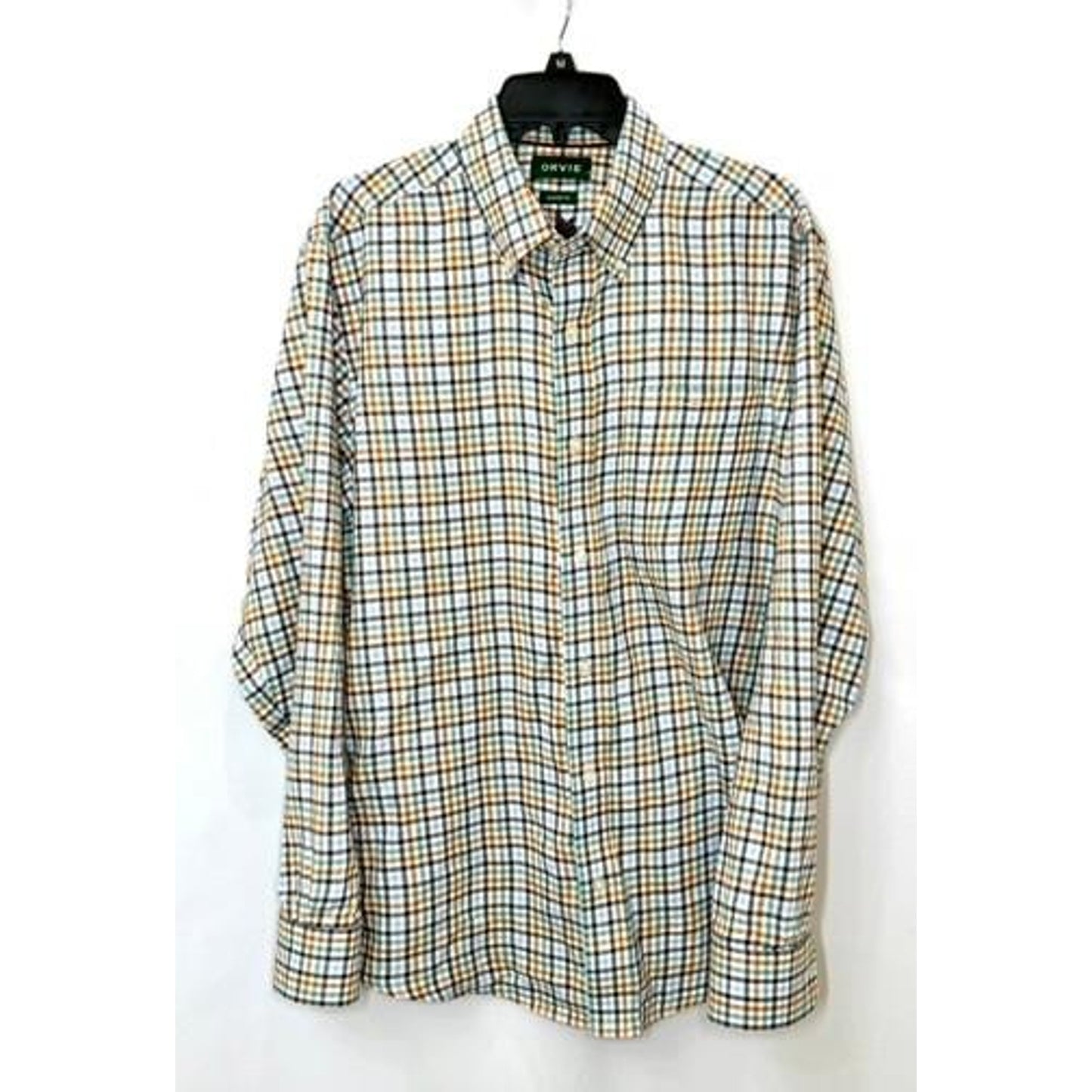 Orvis Country Twill Shirt Mens Medium Classic Fit Plaid Button Down Cotton
