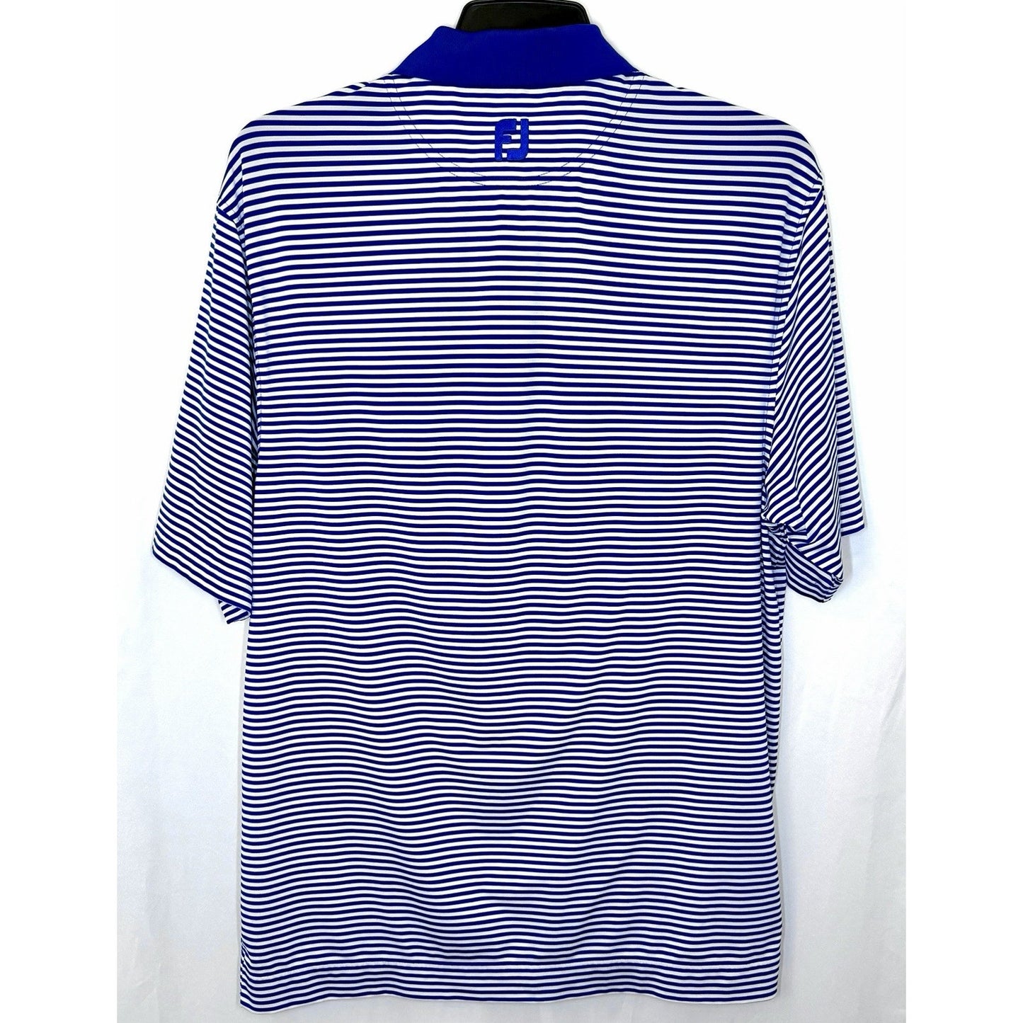 FootJoy FJ Blue & White Stripe Short Sleeve Mens Size M Golf Polo Active Shirt