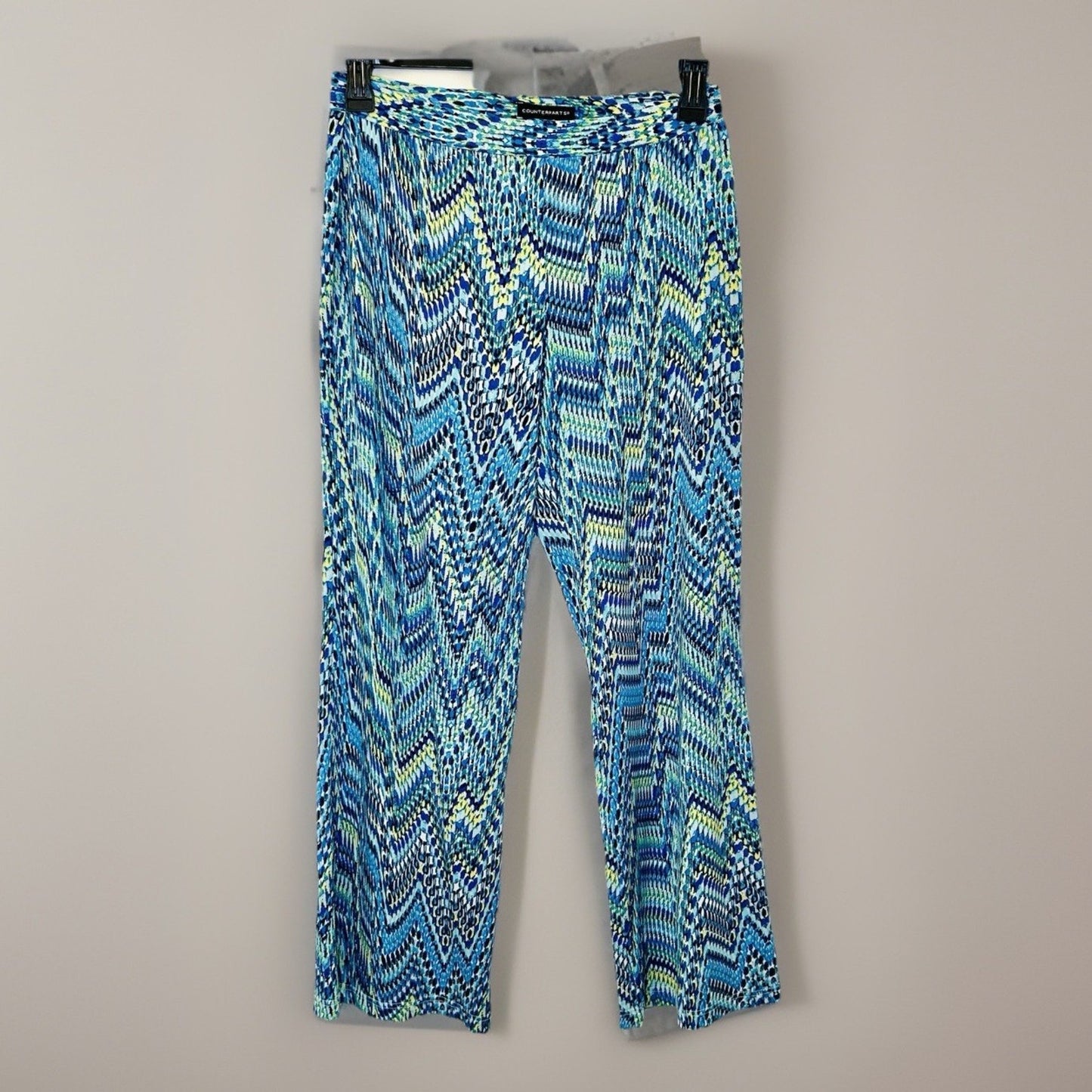Counterparts Stretchy Pants Blue Size M Geo Design Pull On Casual Work Wide Leg