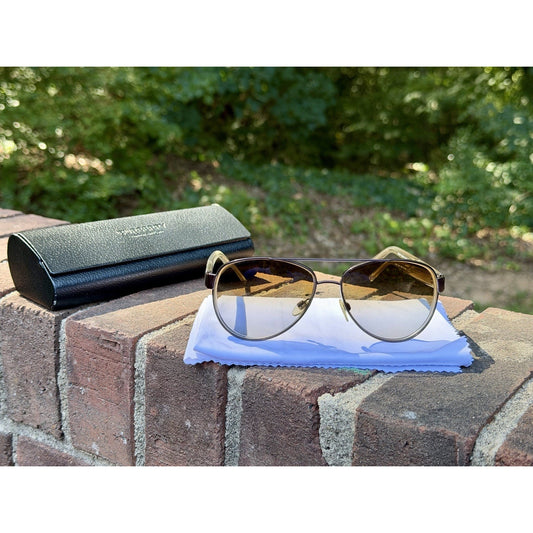 BURBERRY B 3080 1145/T5 Polished Gold/Gradient Brown Polarized 59-14 Aviator