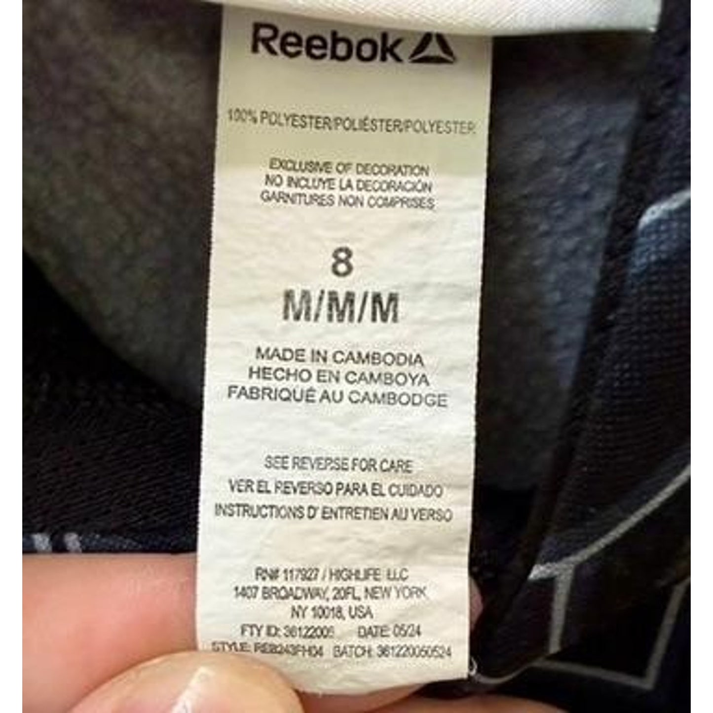 Reebok Boys Hoodie Sweatshirt Size 8 Medium Black Grey All Over Print Pullover