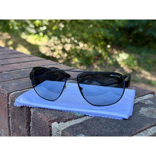 Armani Exchange AX2012S 606381 Matte Black Aviator Polarized Sunglasses 62mm