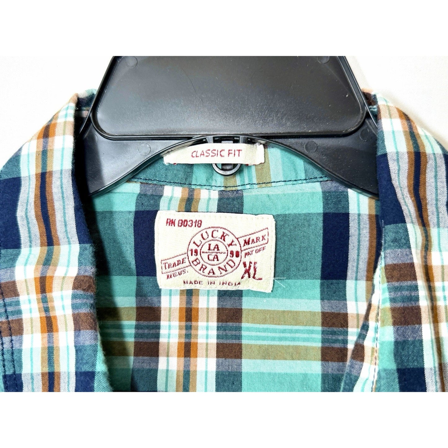 Lucky Brand Men’s XL Western Pearl Snap Shirt Plaid Green Teal Flannel EUC
