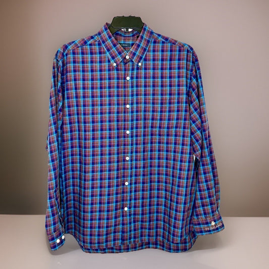 Turtleson Shirt Men’s XXL Blue Plaid Button Up Watermelon Malibu Porter Sport