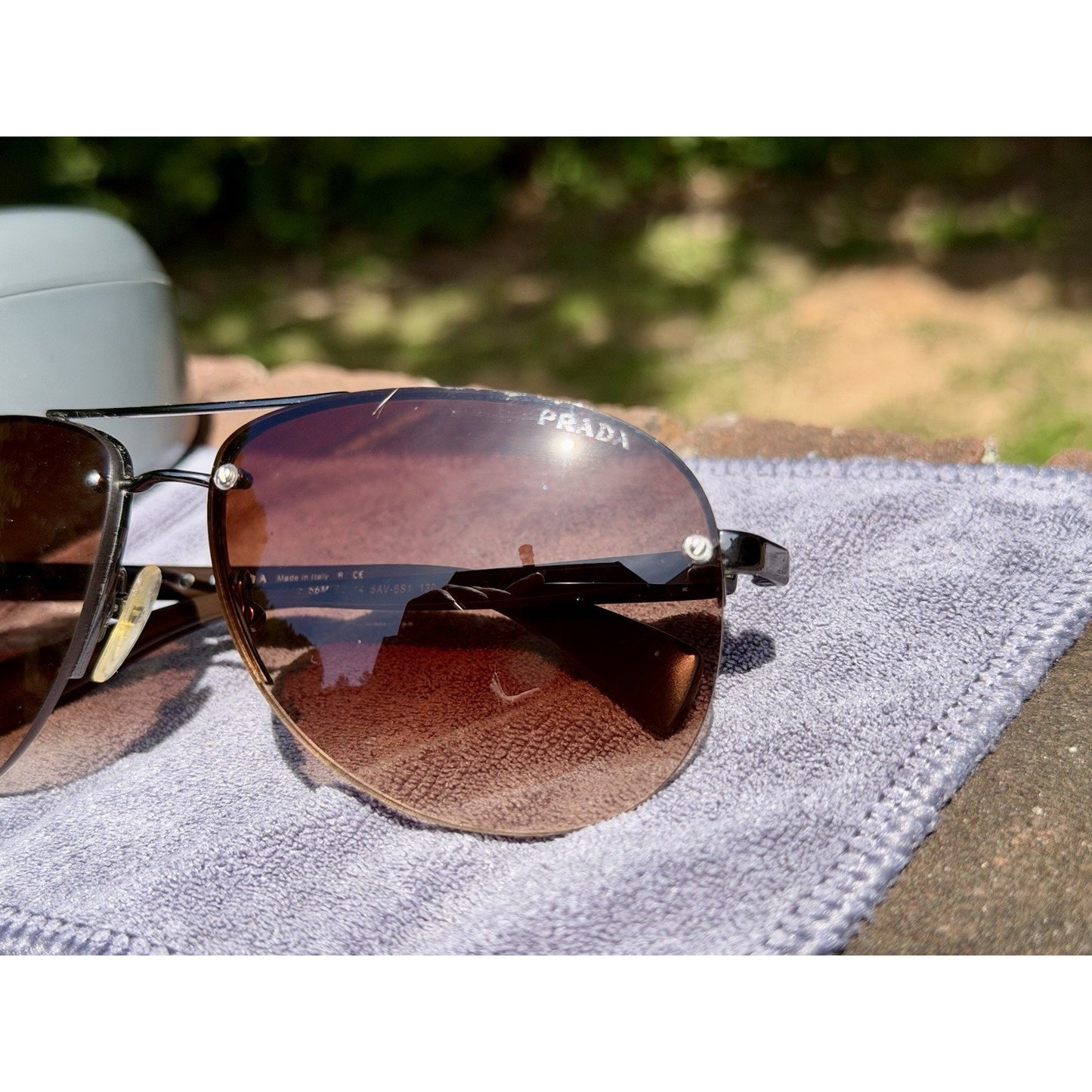 PRADA Linea Rossa Gunmetal Frame w/ Brown Lens Sunglasses PS56MS 5AV6S1 w/COA