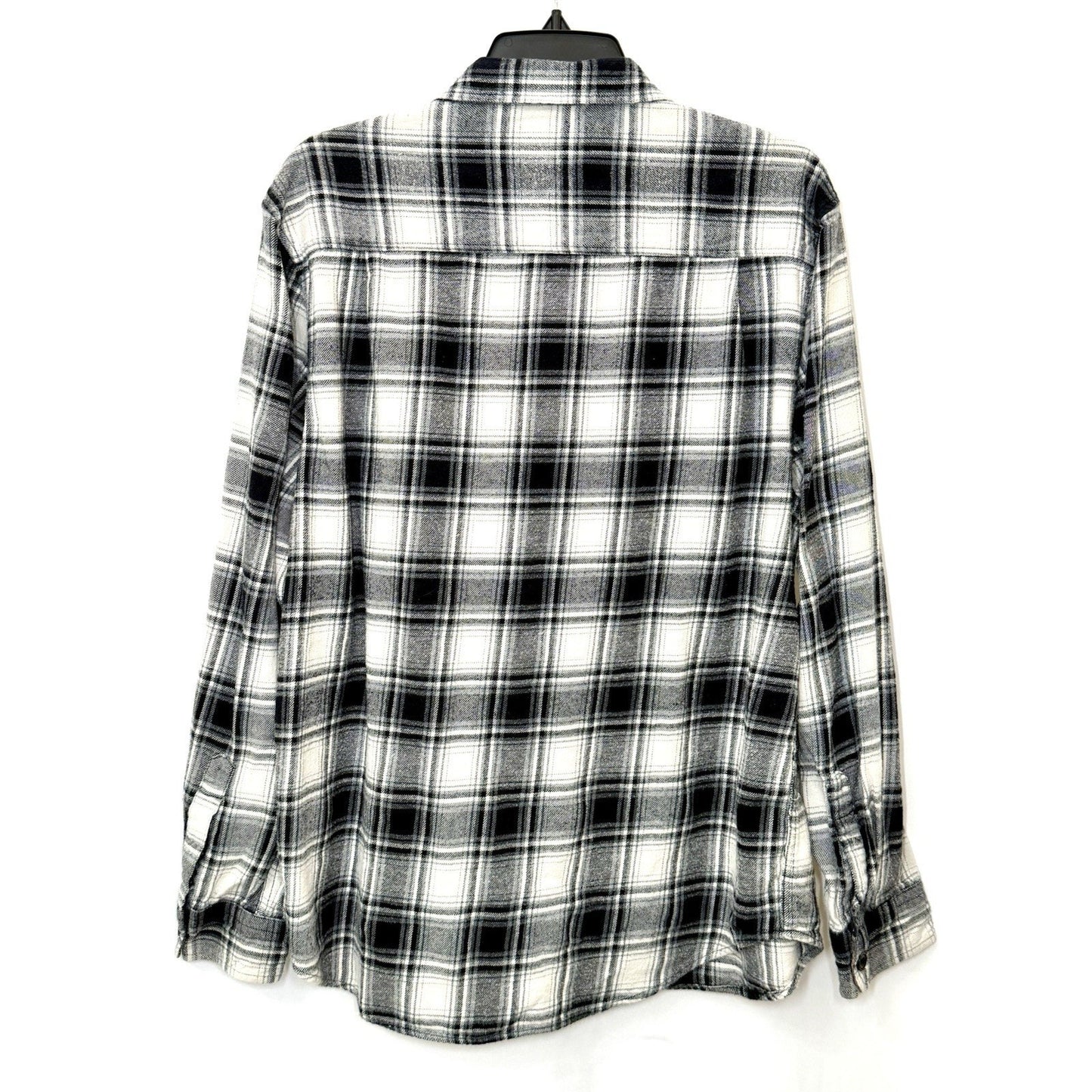 FIELD & STREAM Mens XL Flannel Shirt Black White Plaid Long Sleeve Heavyweight